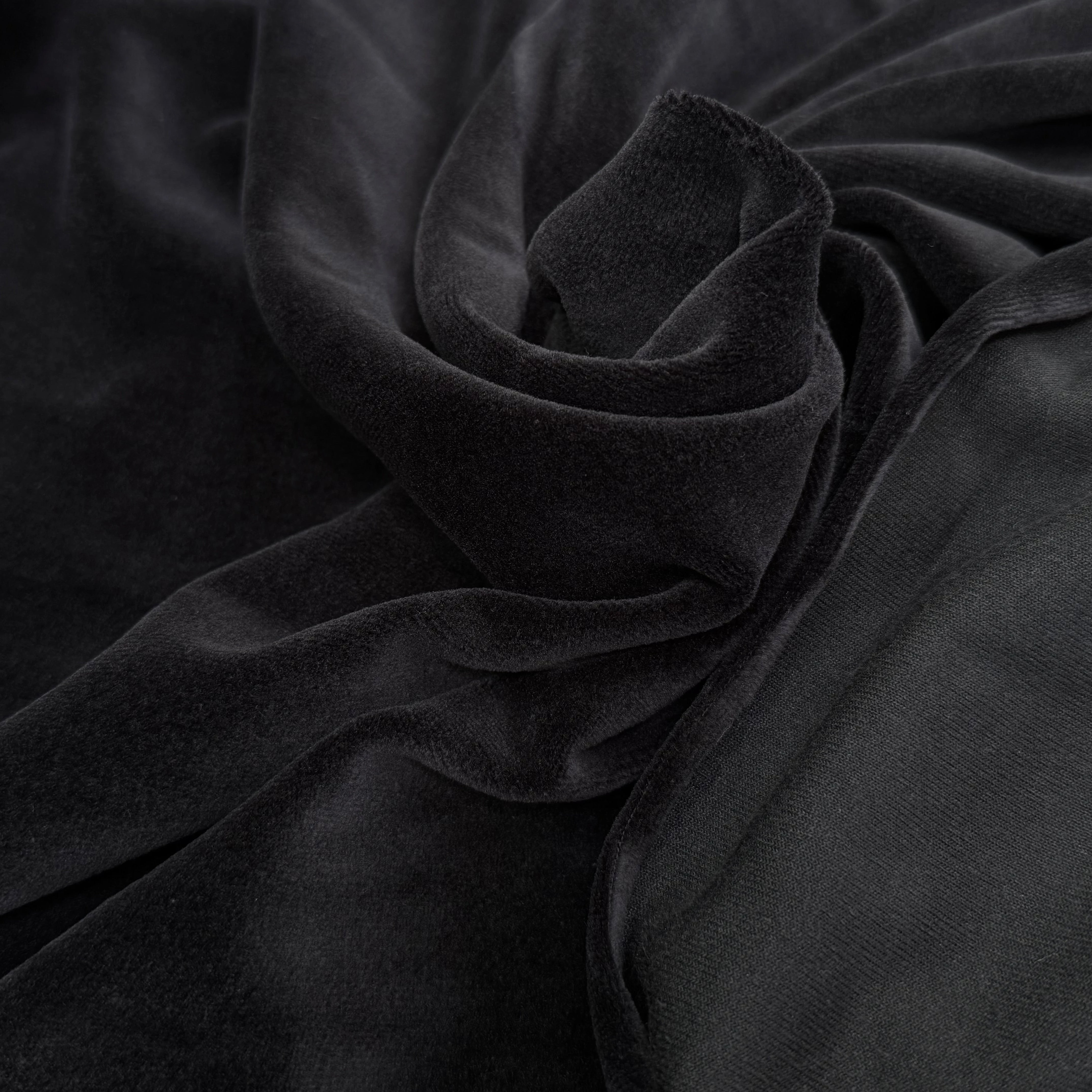 VELOURS DE COTON MOUSSE STRETCH NOIR TOUCHER DOUX - My Little Coupon