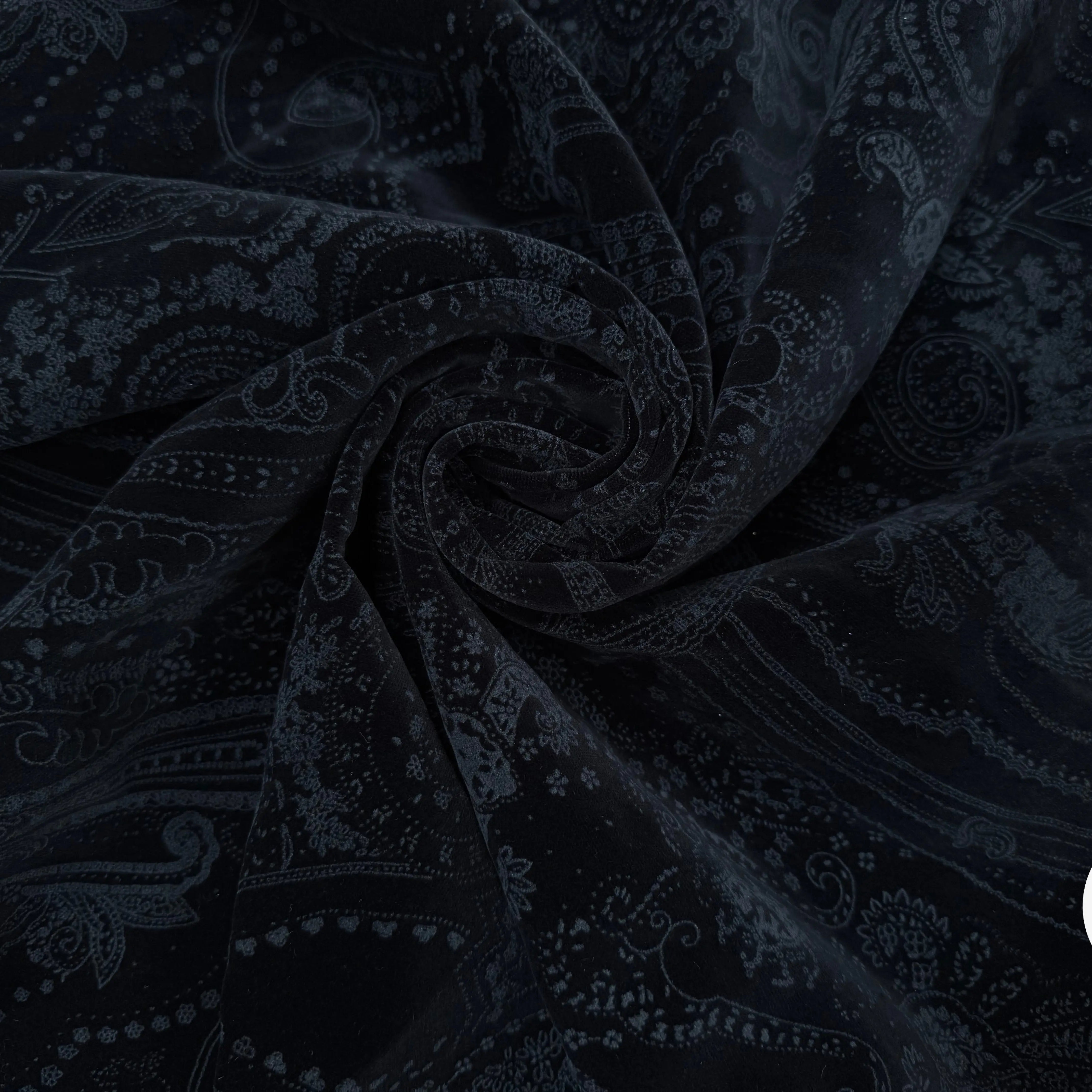 VELOURS DE COTON NOIR MOTIF ESPRIT PERSAN - My Little Coupon