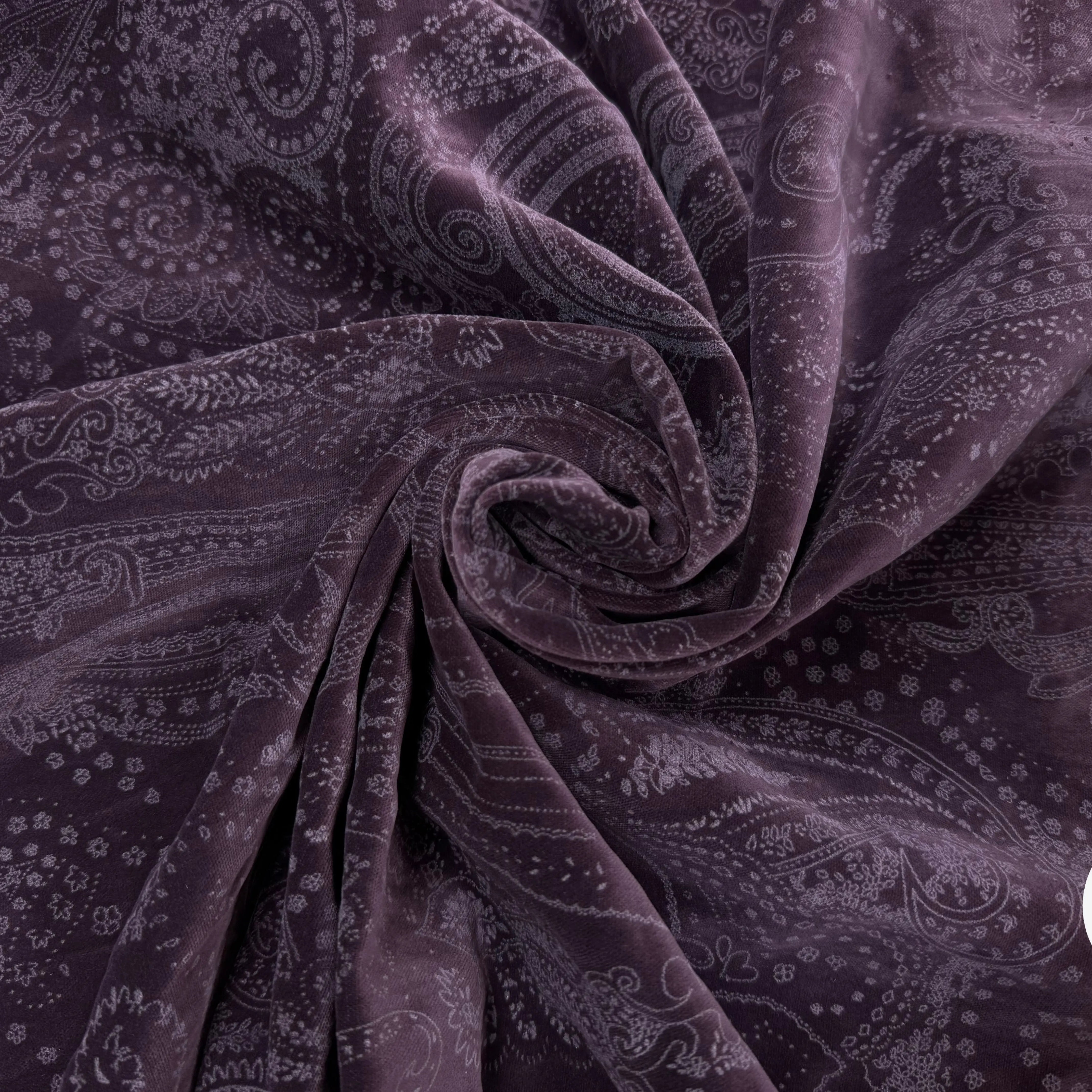 VELOURS DE COTON VIOLET MOTIF ESPRIT PERSAN - My Little Coupon