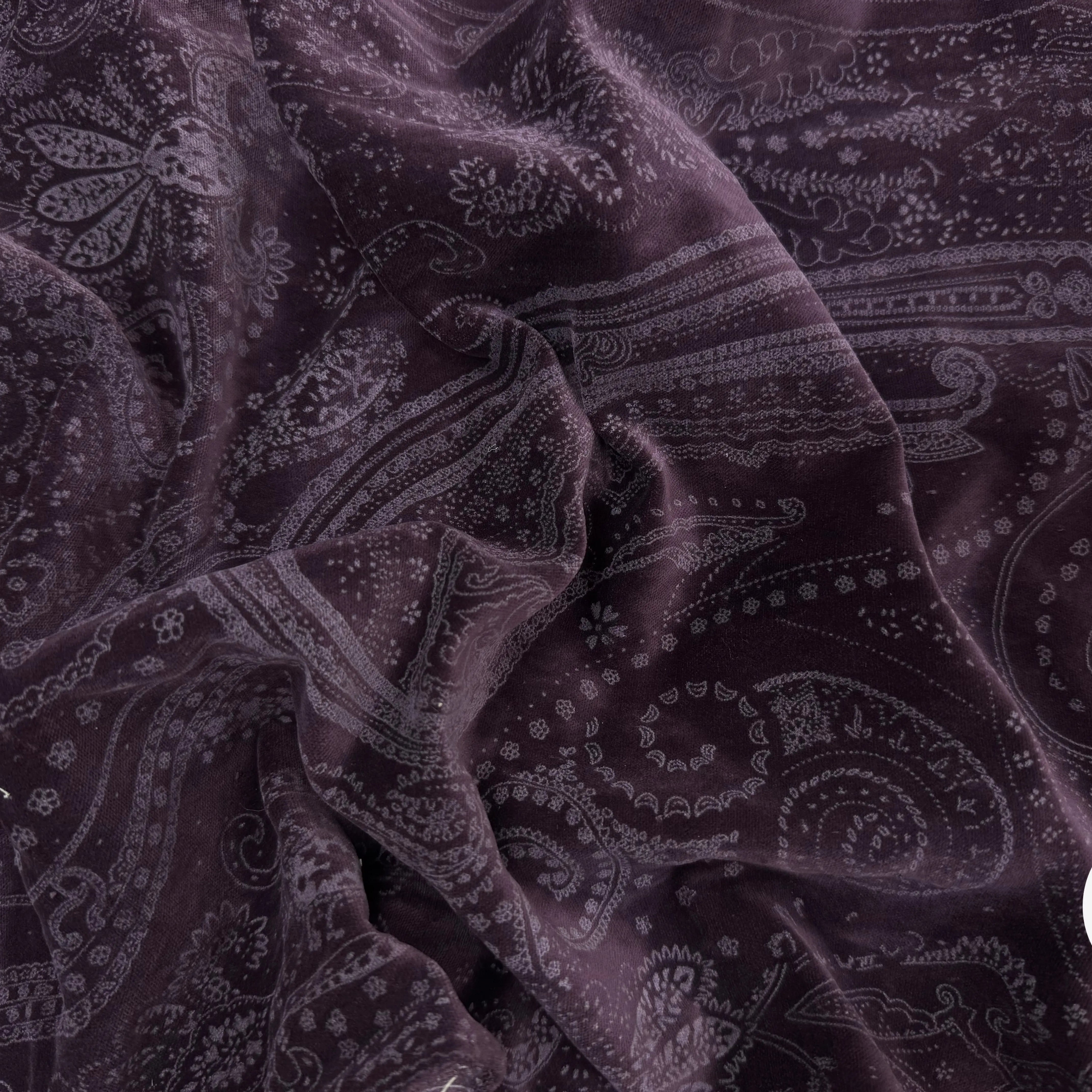 VELOURS DE COTON VIOLET MOTIF ESPRIT PERSAN - My Little Coupon