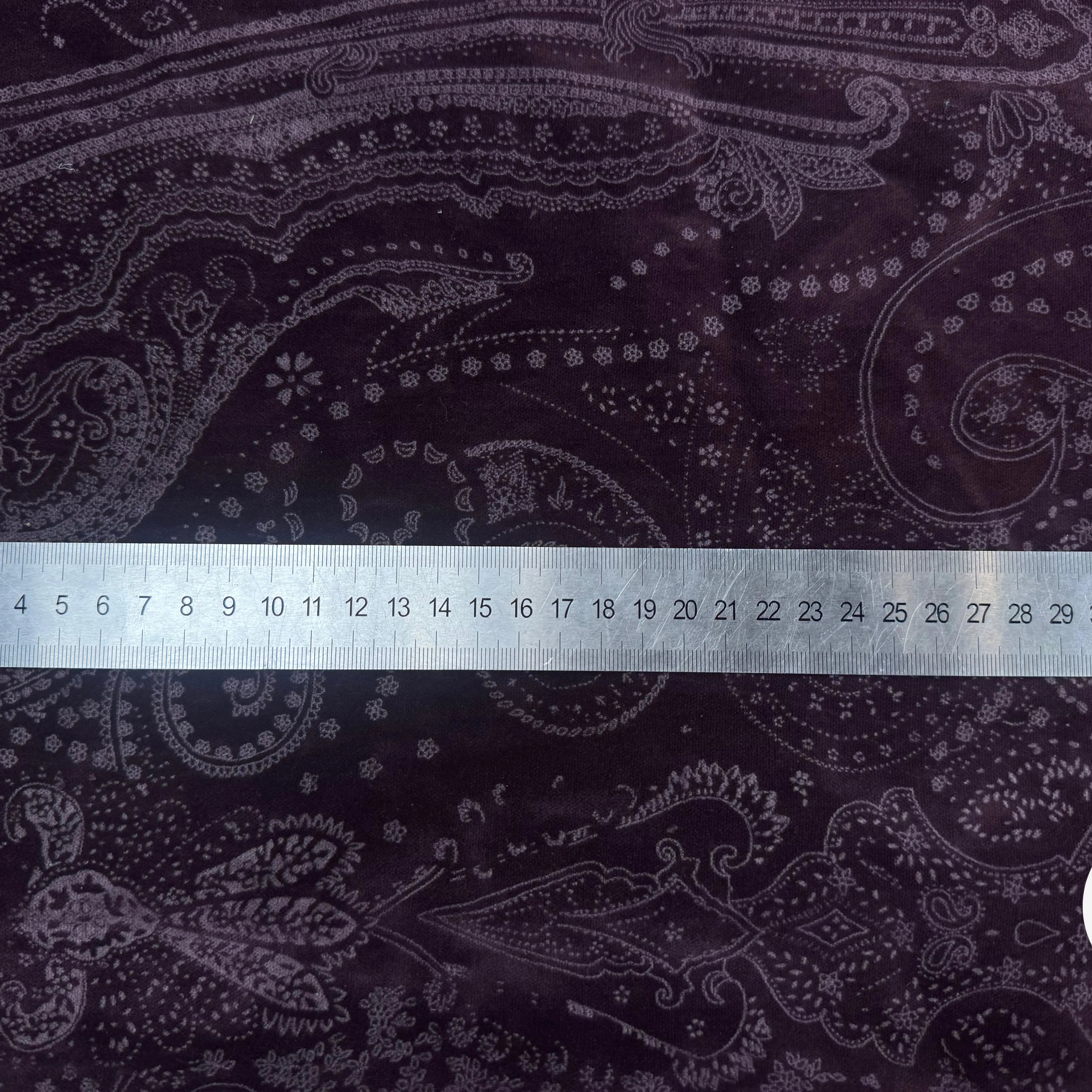 VELOURS DE COTON VIOLET MOTIF ESPRIT PERSAN - My Little Coupon