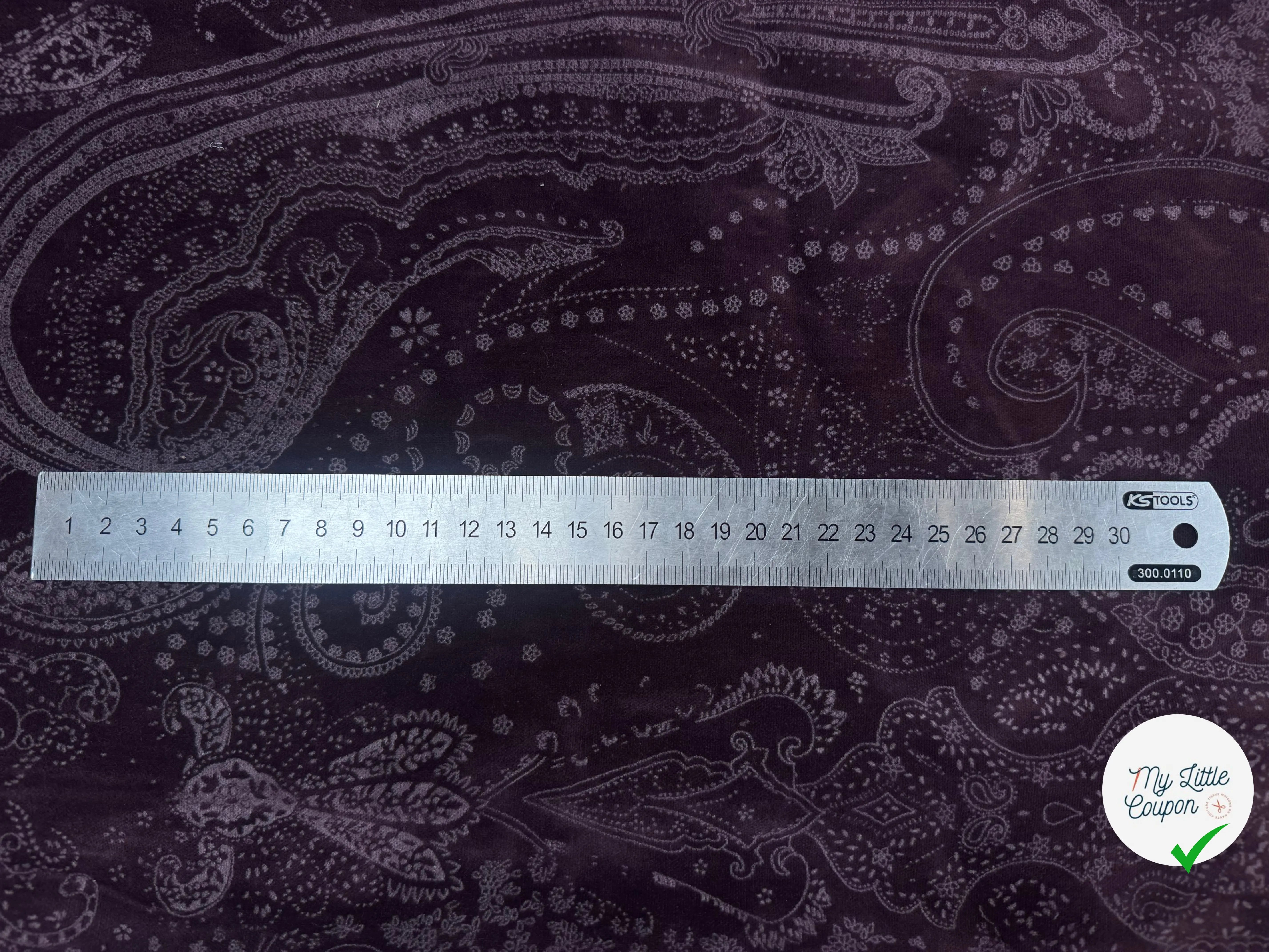 VELOURS DE COTON VIOLET MOTIF ESPRIT PERSAN - My Little Coupon