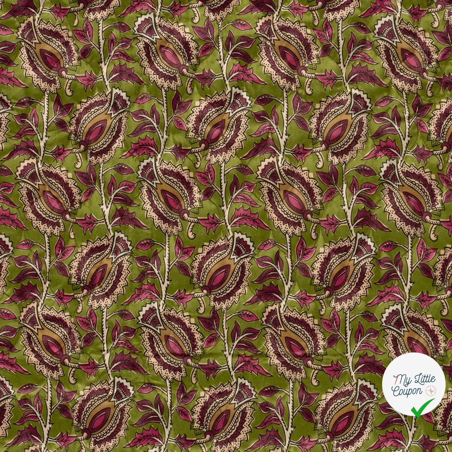 Velours fleurs vert