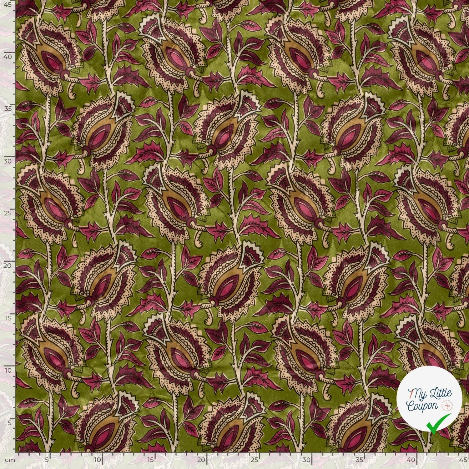 Velours fleurs vert