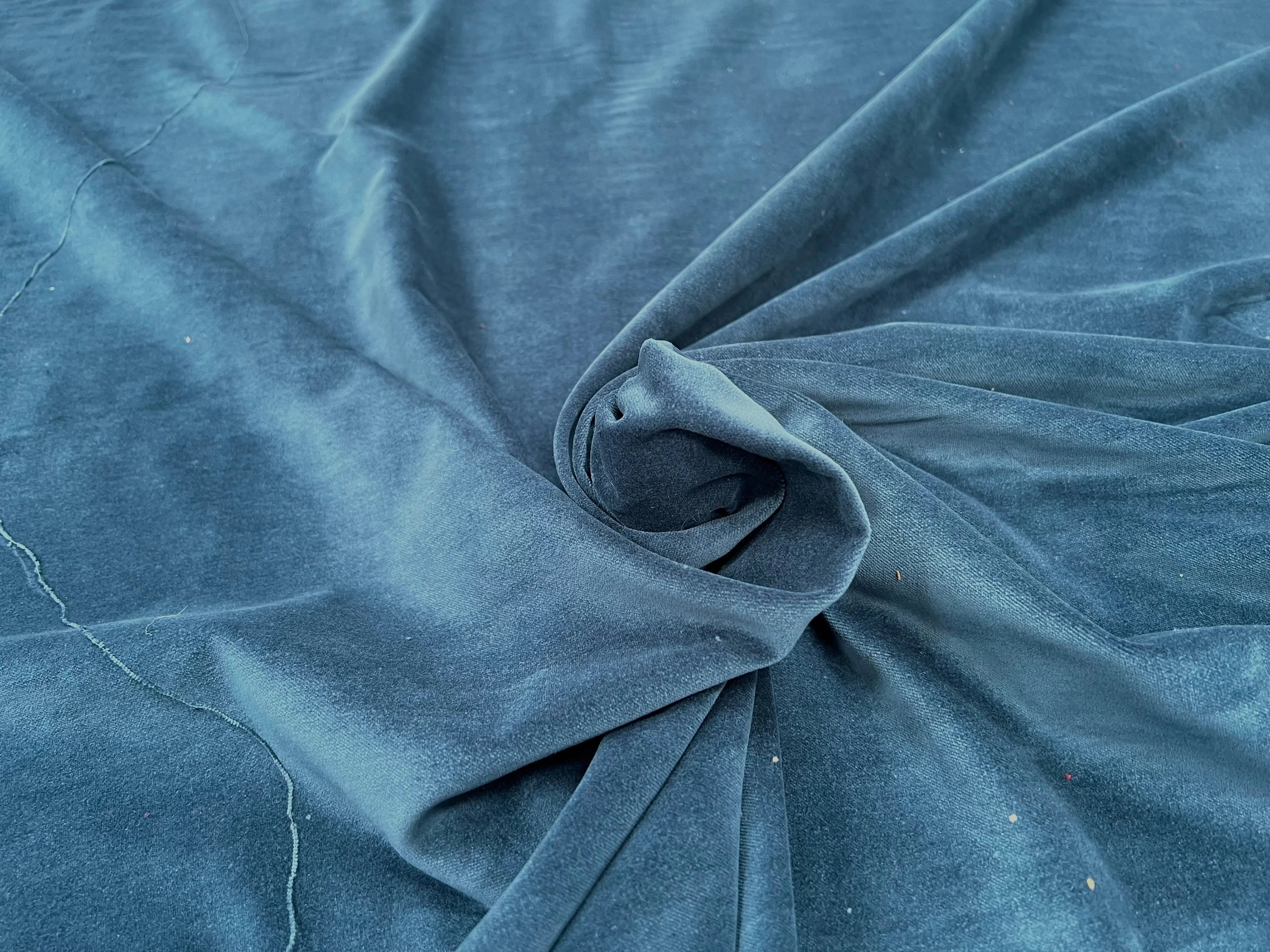 VELOURS LISSE COTON BLEU ITALIEN - My Little Coupon