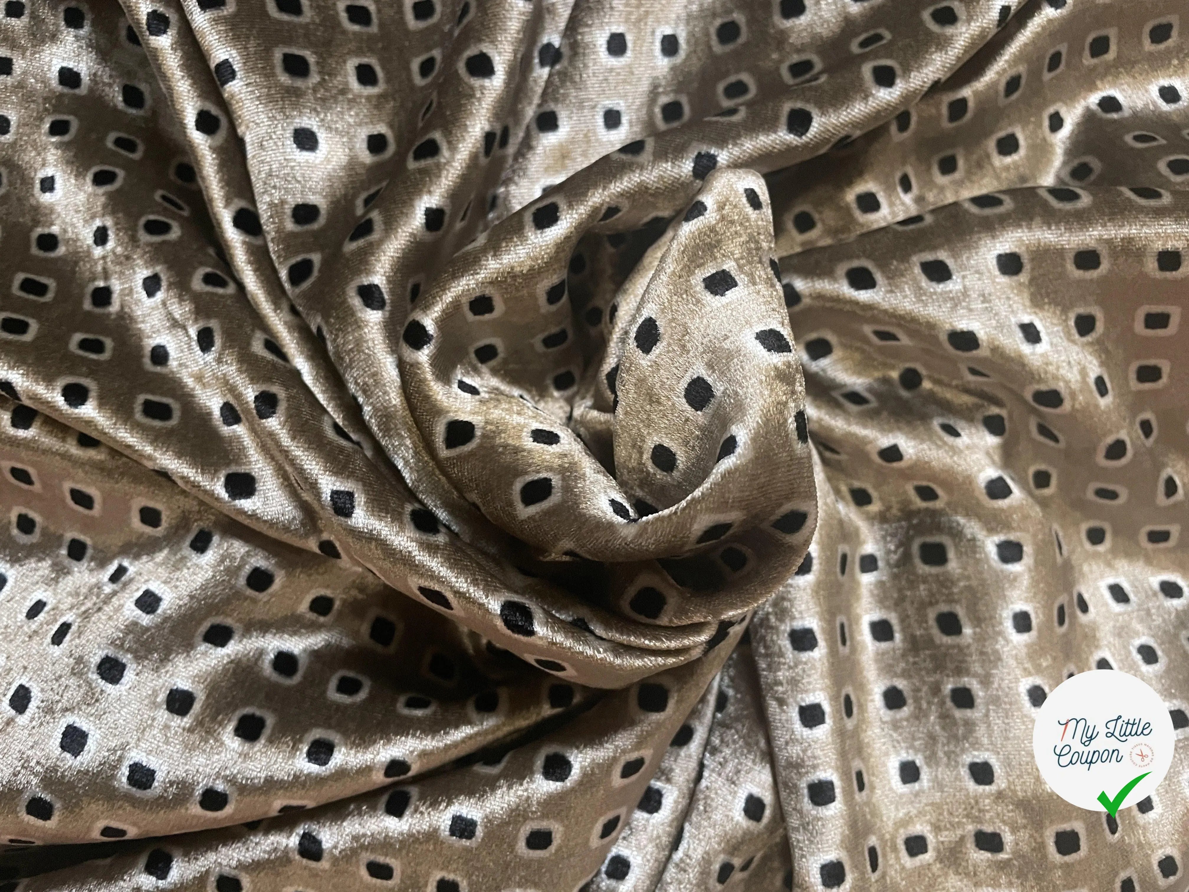 VELOURS LISSE FOND VIEIL OR PETITS MOTIFS 18% SOIE - My Little Coupon - tissu - coudre
