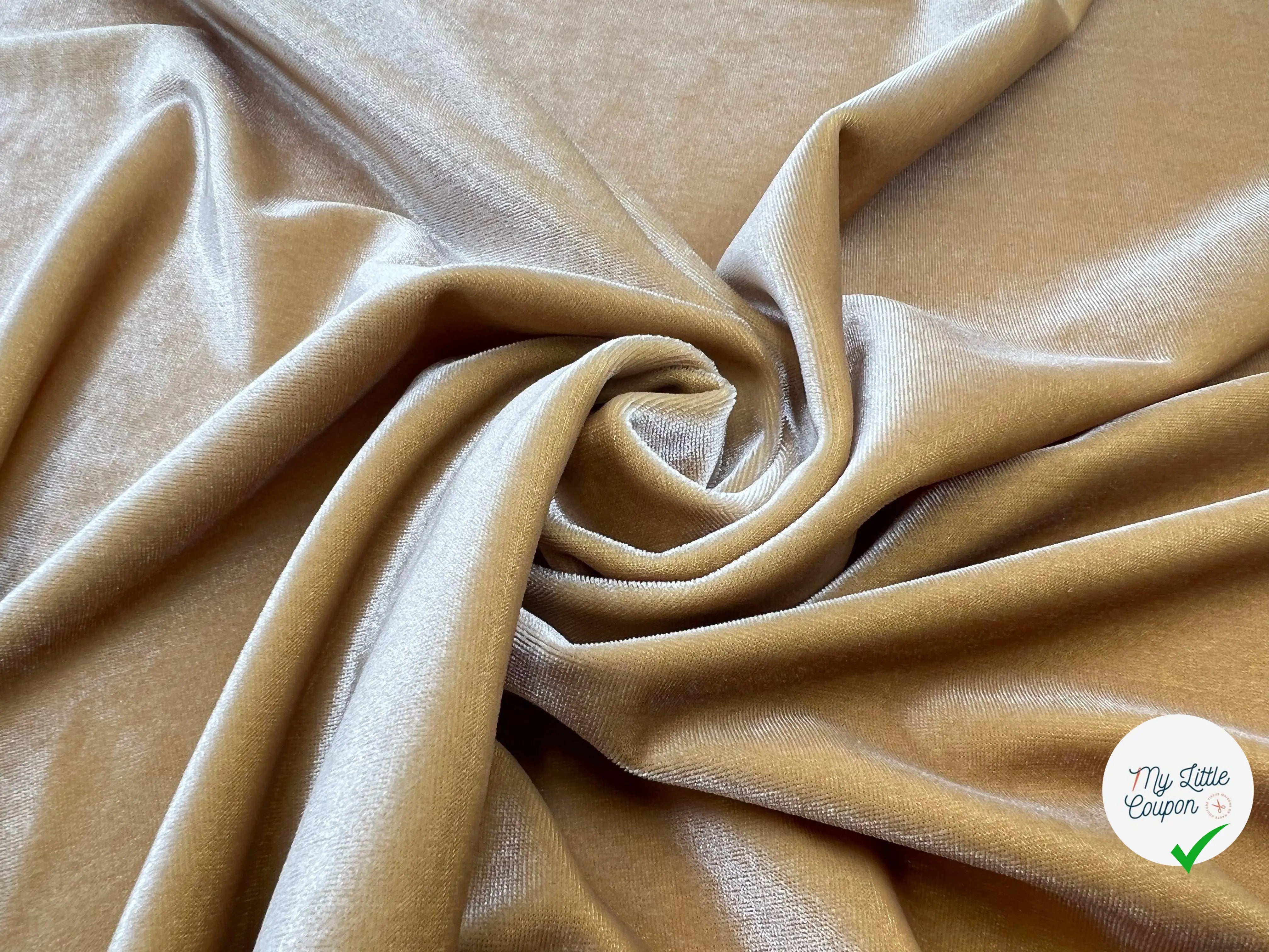 VELOURS MAILLE STRETCH HONEY GOLD - My Little Coupon - tissu - coudre