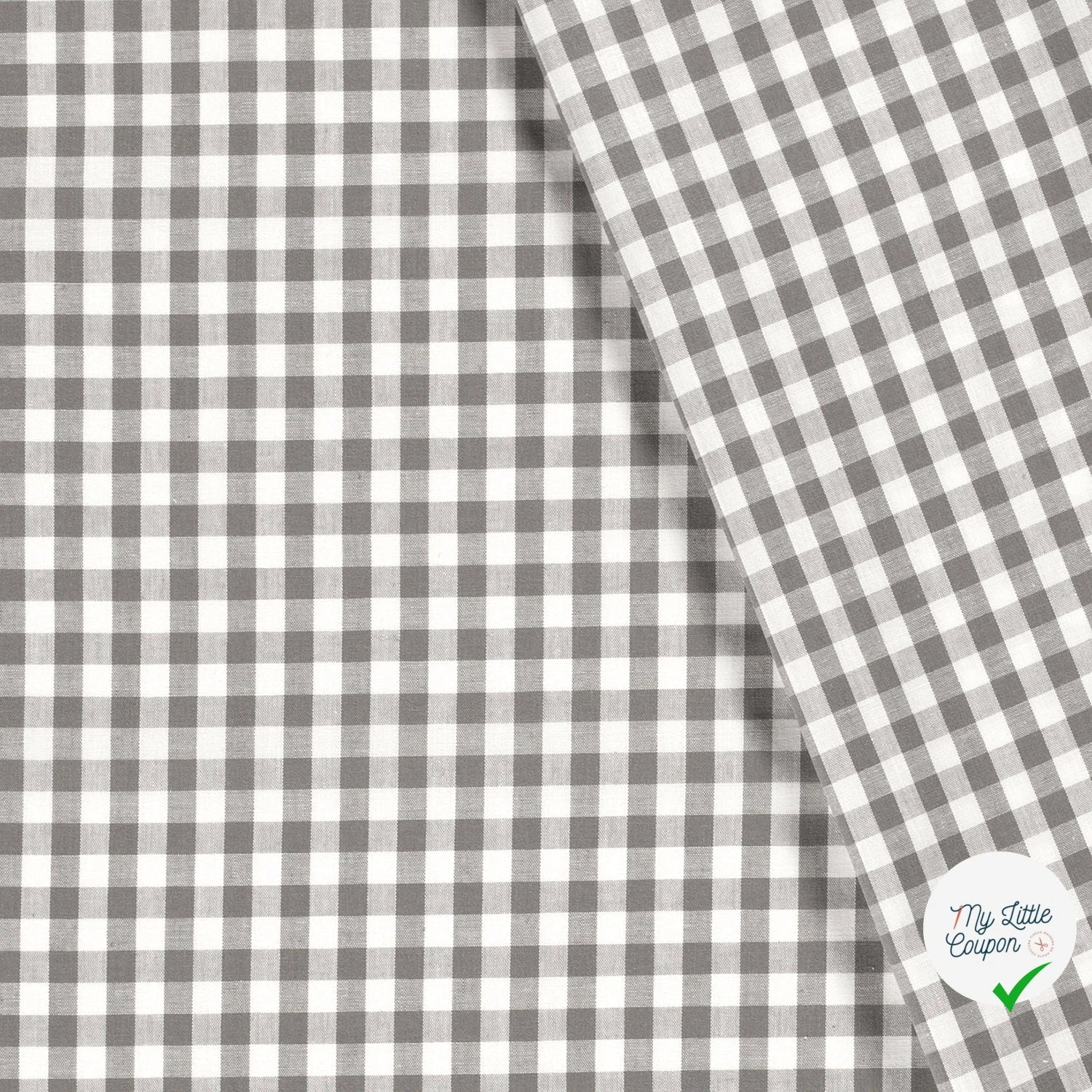 VICHY CARREAUX MOYENS COTON GRIS FONCÉ - My Little Coupon