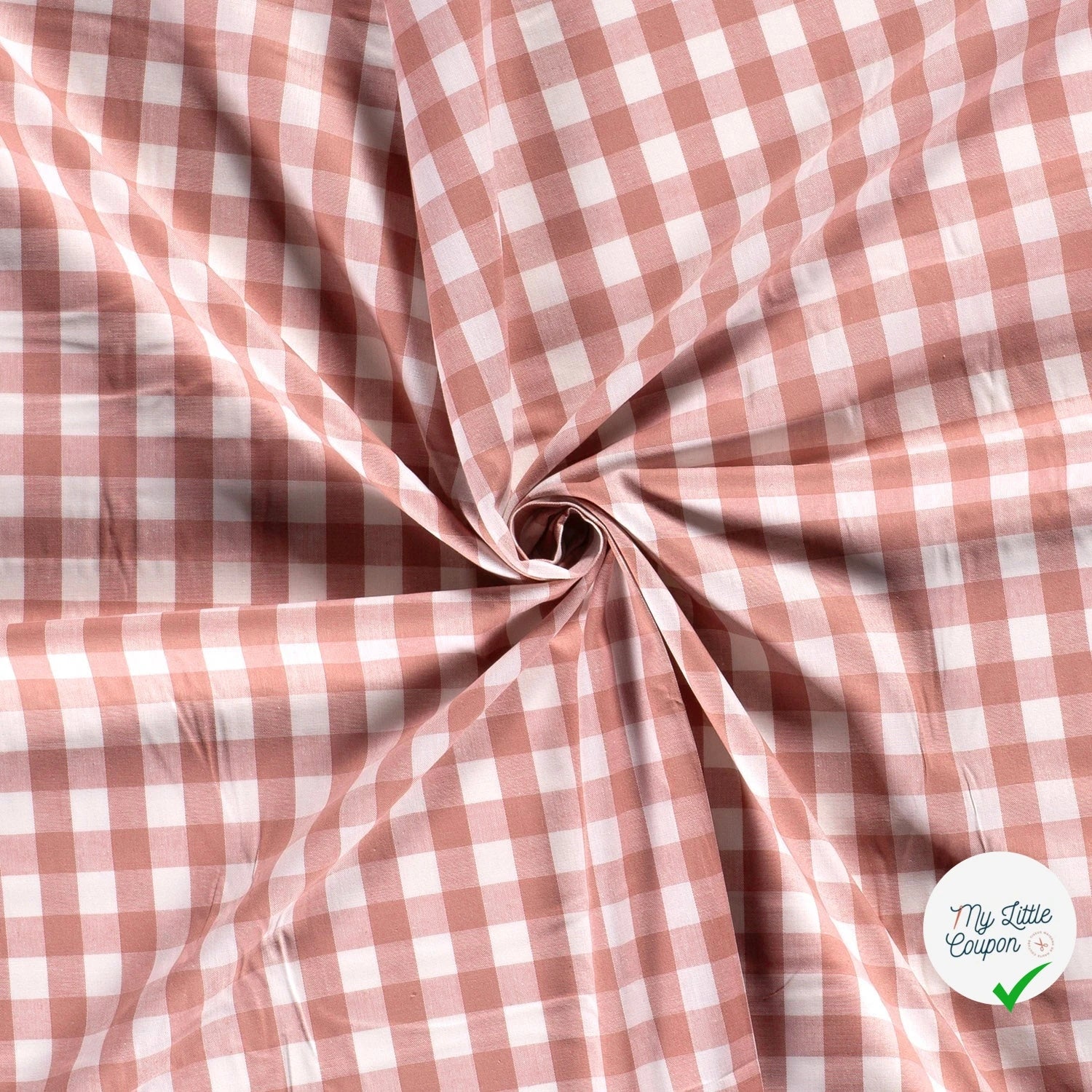VICHY GROS CARREAUX COTON VIEUX ROSE - My Little Coupon
