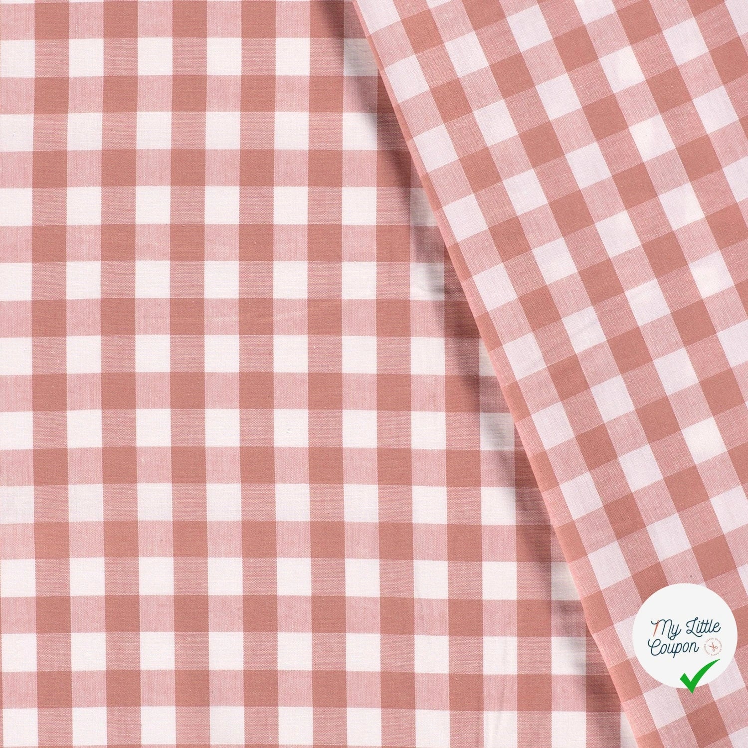 VICHY GROS CARREAUX COTON VIEUX ROSE - My Little Coupon