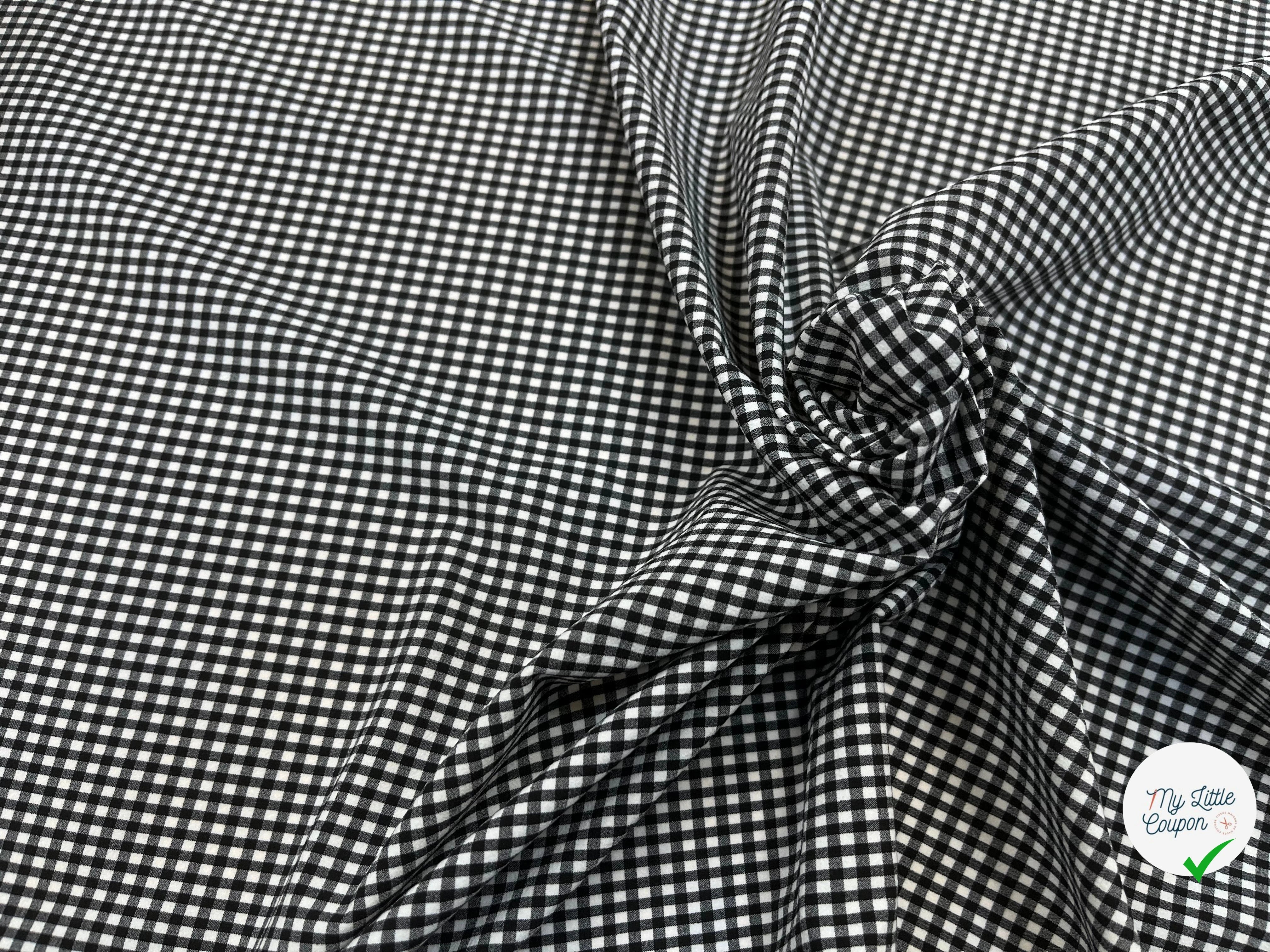 VICHY STRETCH NOIR ET BLANC 100% POLYESTER - My Little Coupon