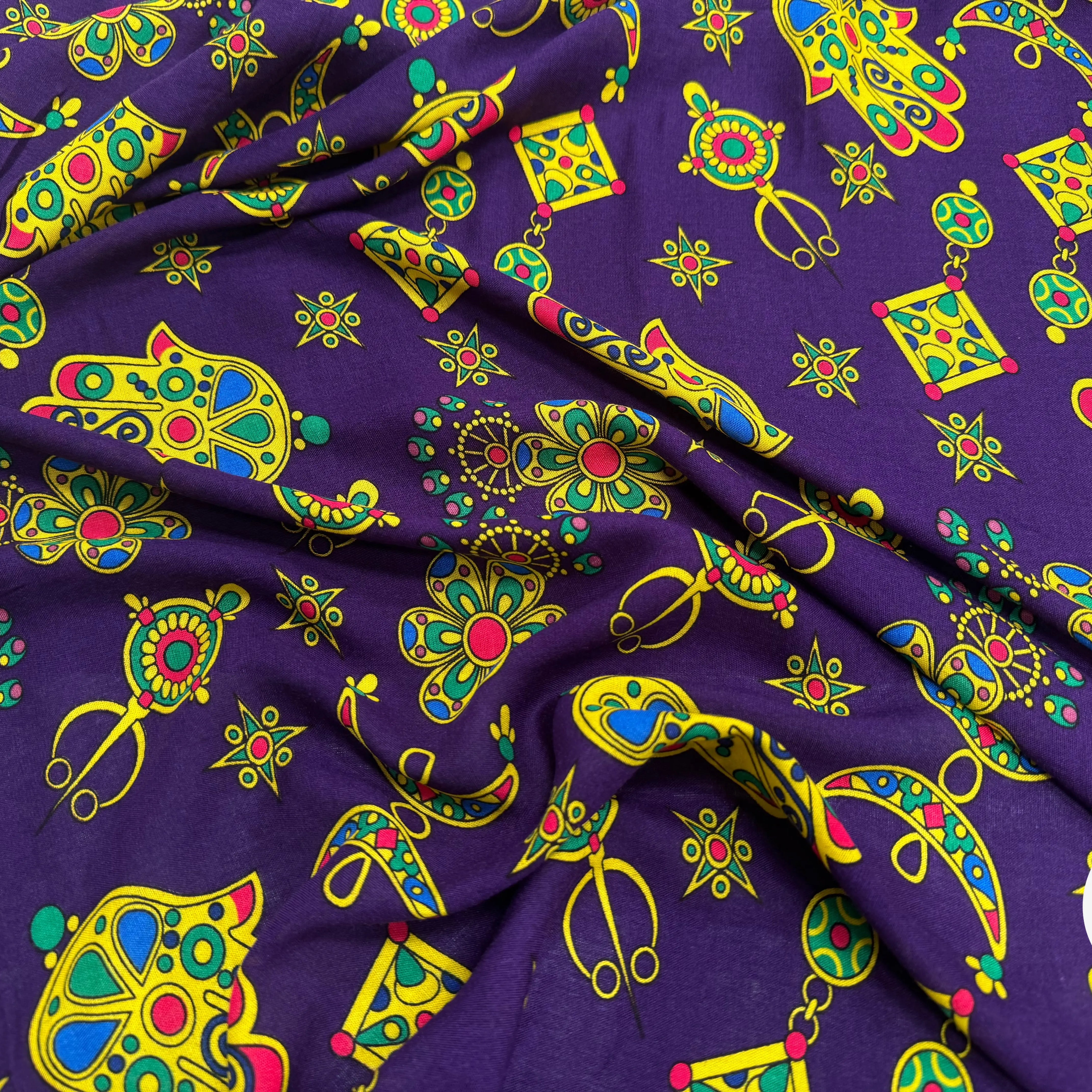 VISCOCE ARLEQUIN AVEC MOTIFS MAINS FOND VIOLET - My Little Coupon