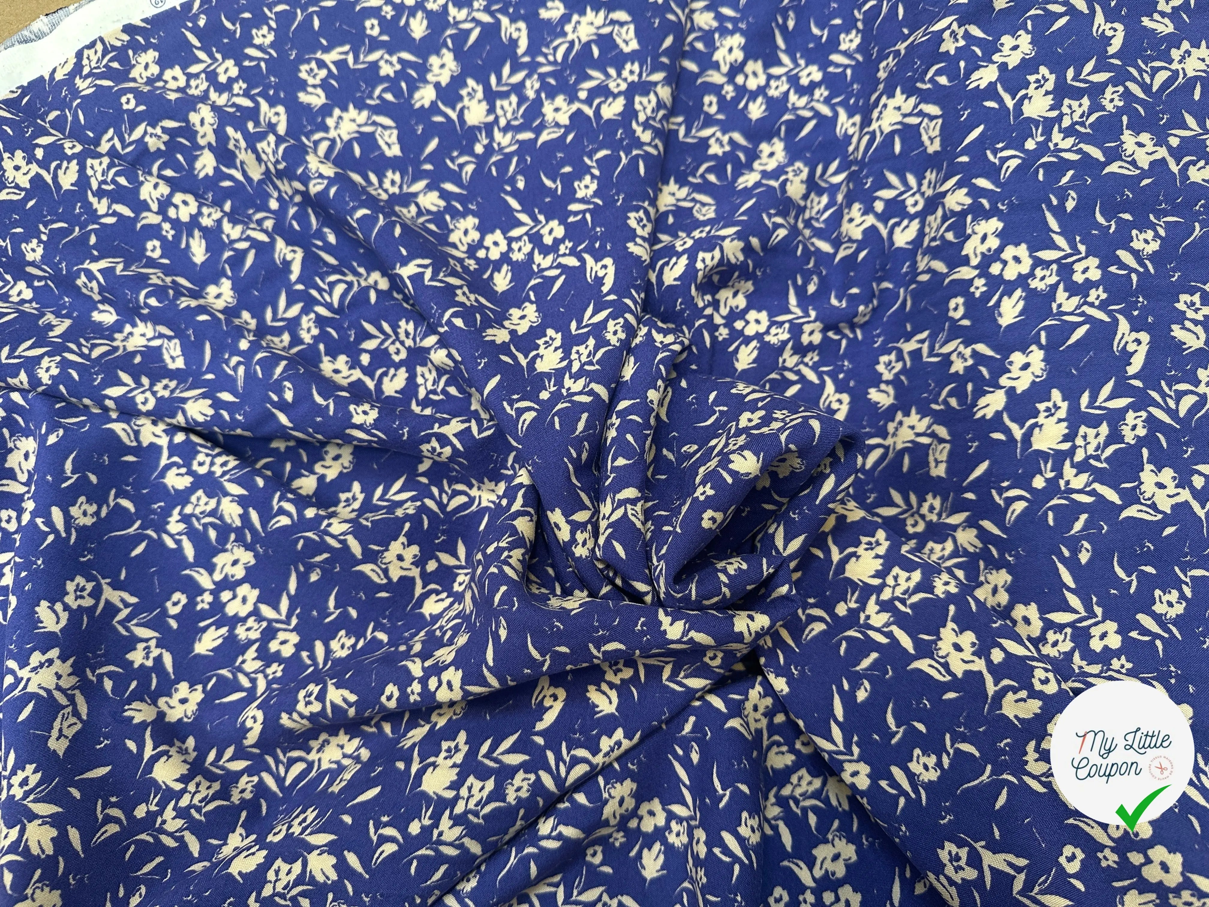 VISCOSE AFIA BLEU / ECRU - My Little Coupon