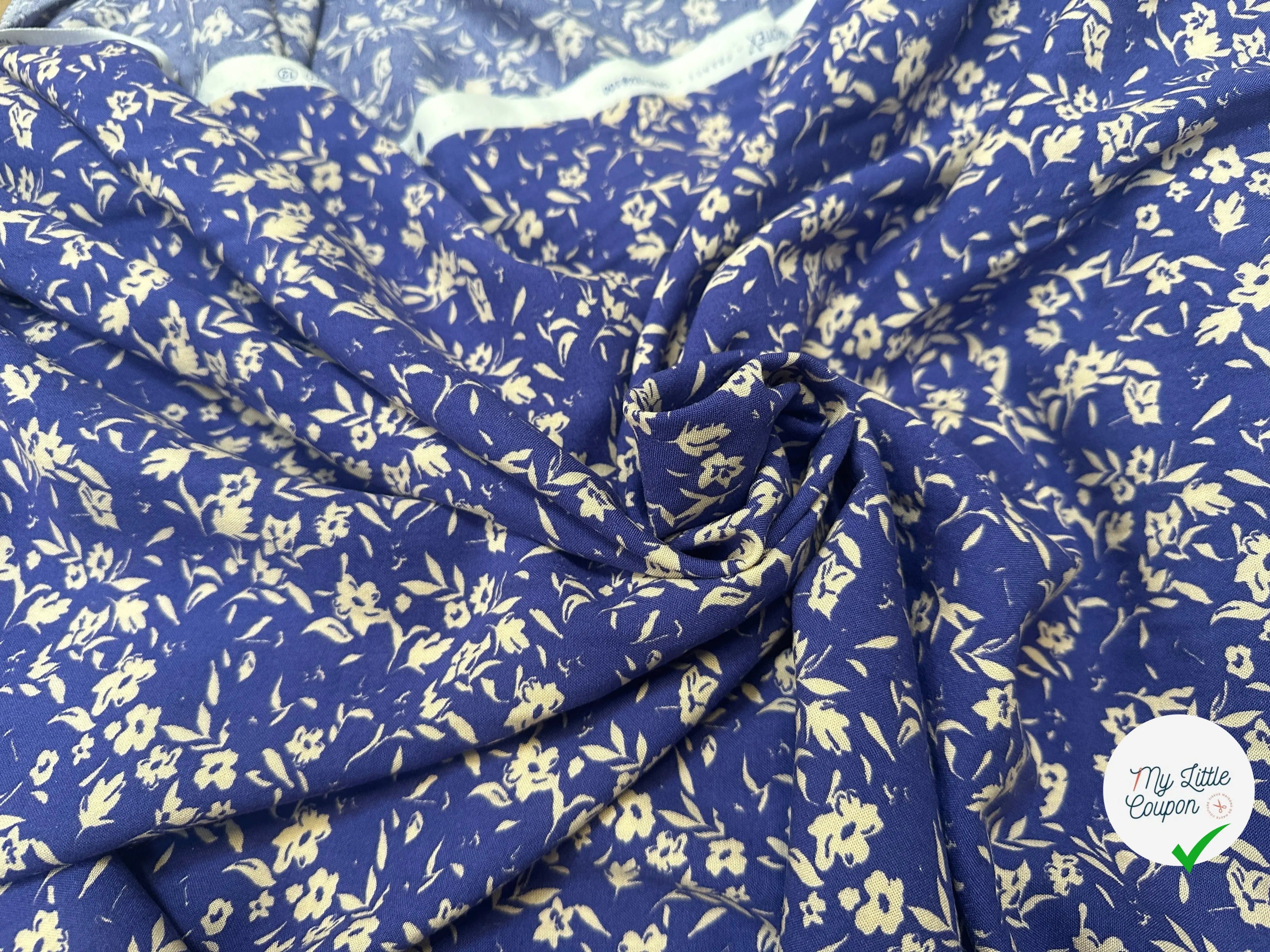 VISCOSE AFIA BLEU / ECRU - My Little Coupon