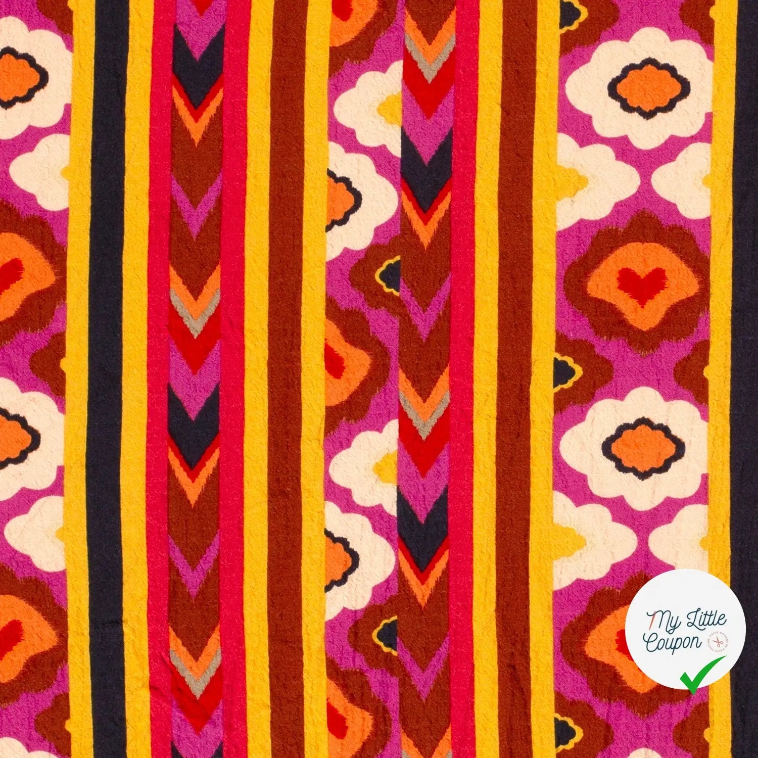 VISCOSE BUBBLE TISSU IMPRIMÉ ABSTRAIT FUCHSIA - My Little Coupon