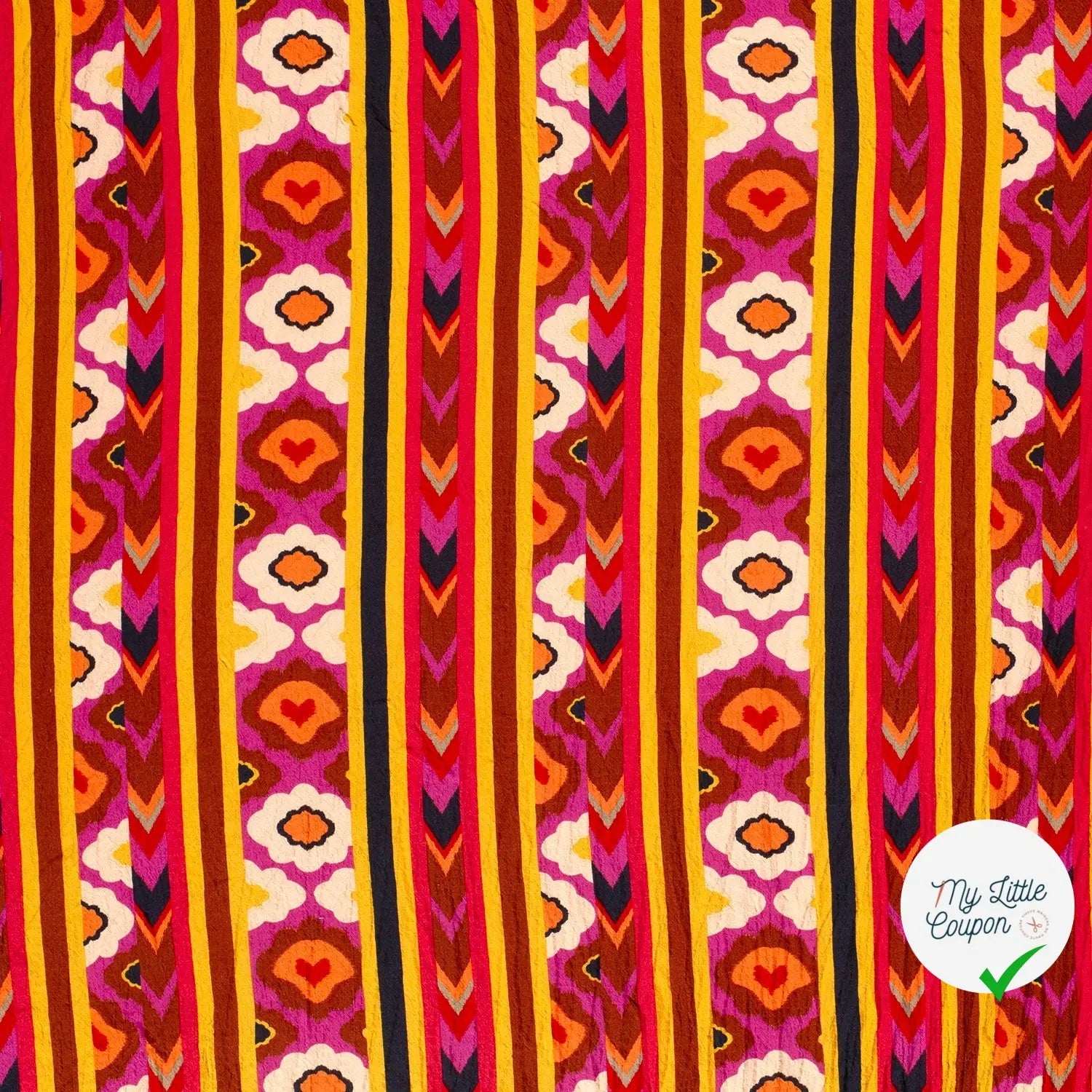 VISCOSE BUBBLE TISSU IMPRIMÉ ABSTRAIT FUCHSIA - My Little Coupon