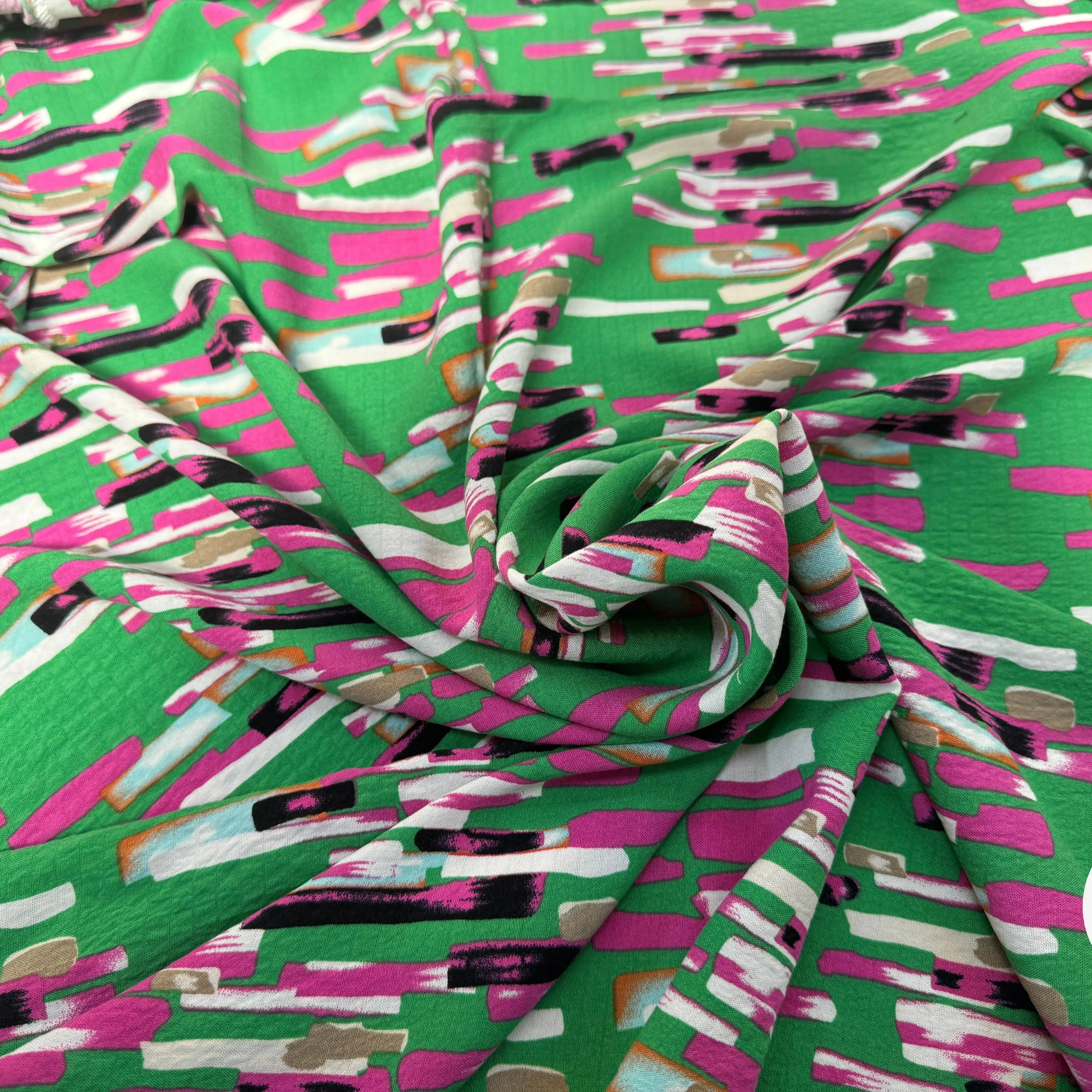 VISCOSE BUBBLE TISSU IMPRIMÉ ABSTRAIT VERT - My Little Coupon