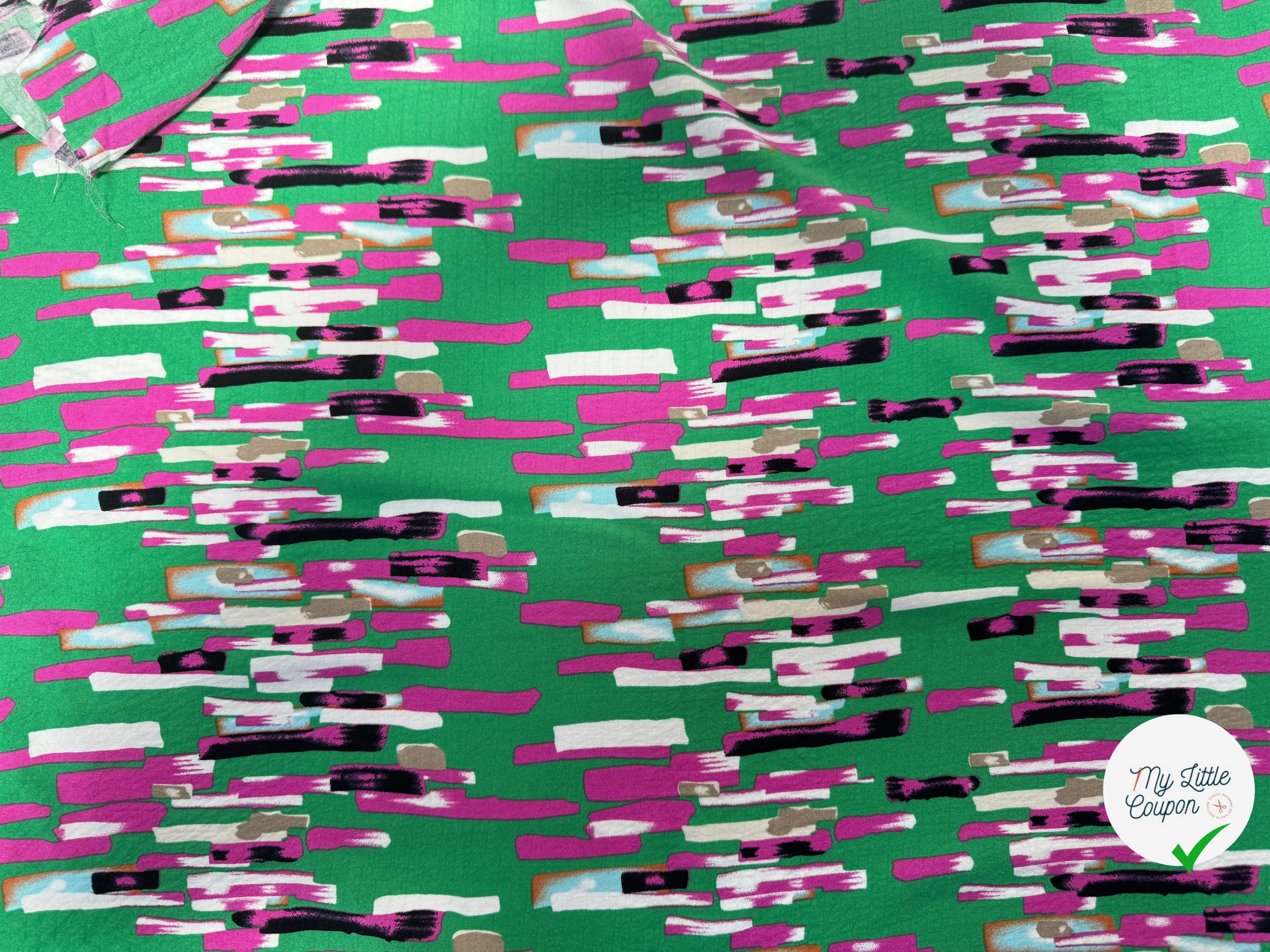 VISCOSE BUBBLE TISSU IMPRIMÉ ABSTRAIT VERT - My Little Coupon