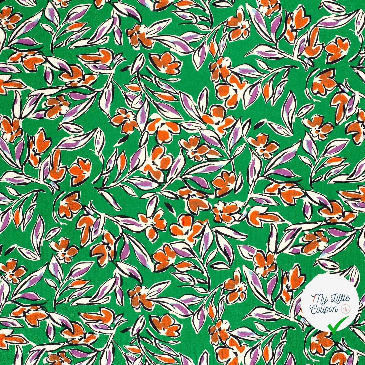 VISCOSE BUBBLE TISSU IMPRIMÉ FEUILLES VERT - My Little Coupon