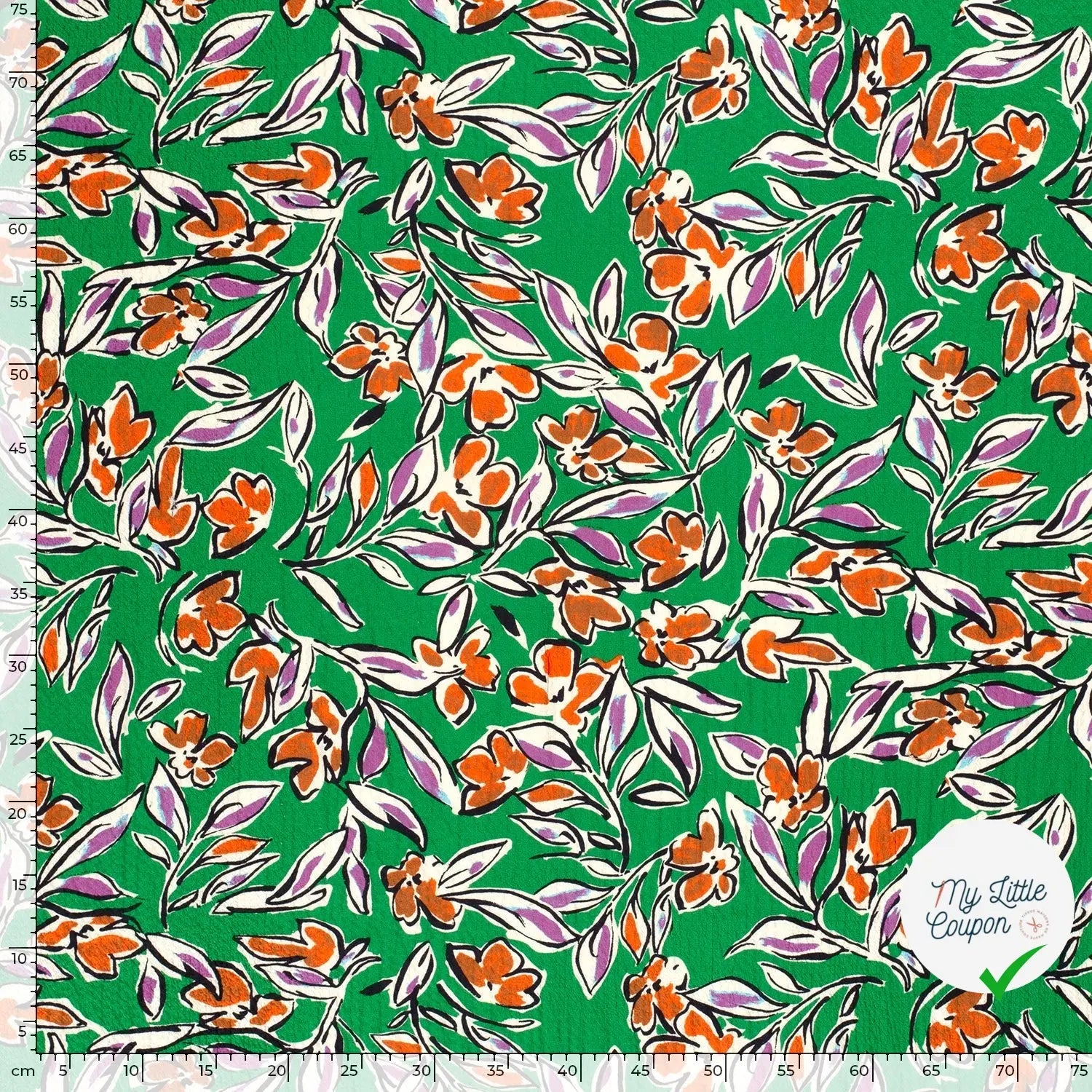 VISCOSE BUBBLE TISSU IMPRIMÉ FEUILLES VERT - My Little Coupon