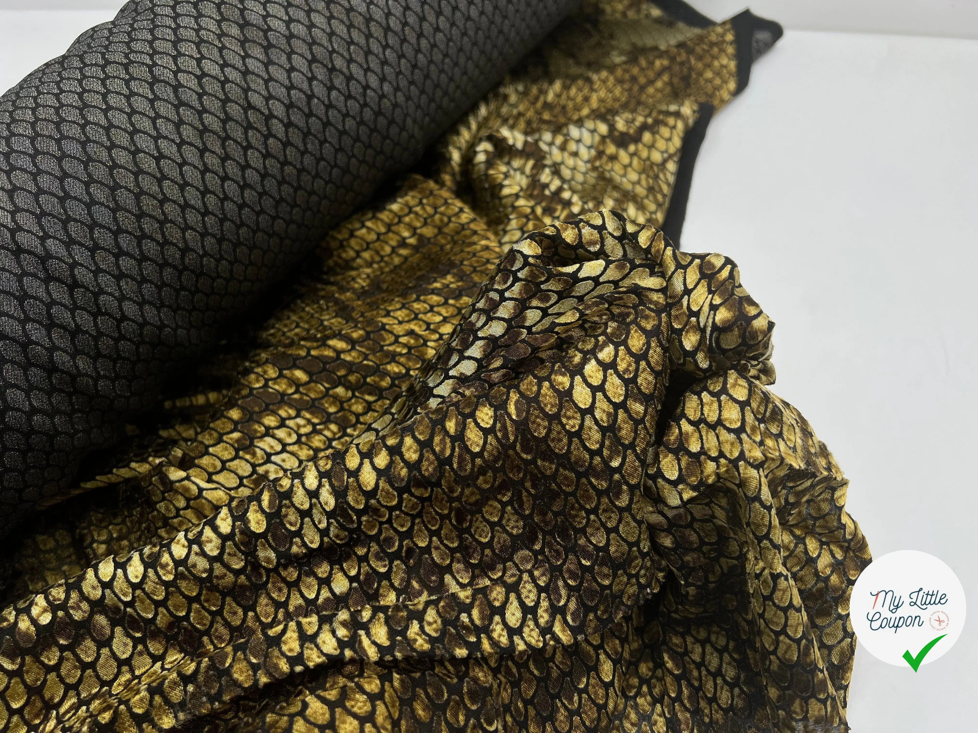 VISCOSE DÉVORÉE JACQUARD GOLDEN PYTHON SUBLIME TRANSPARENCE - My Little Coupon - tissu - coudre