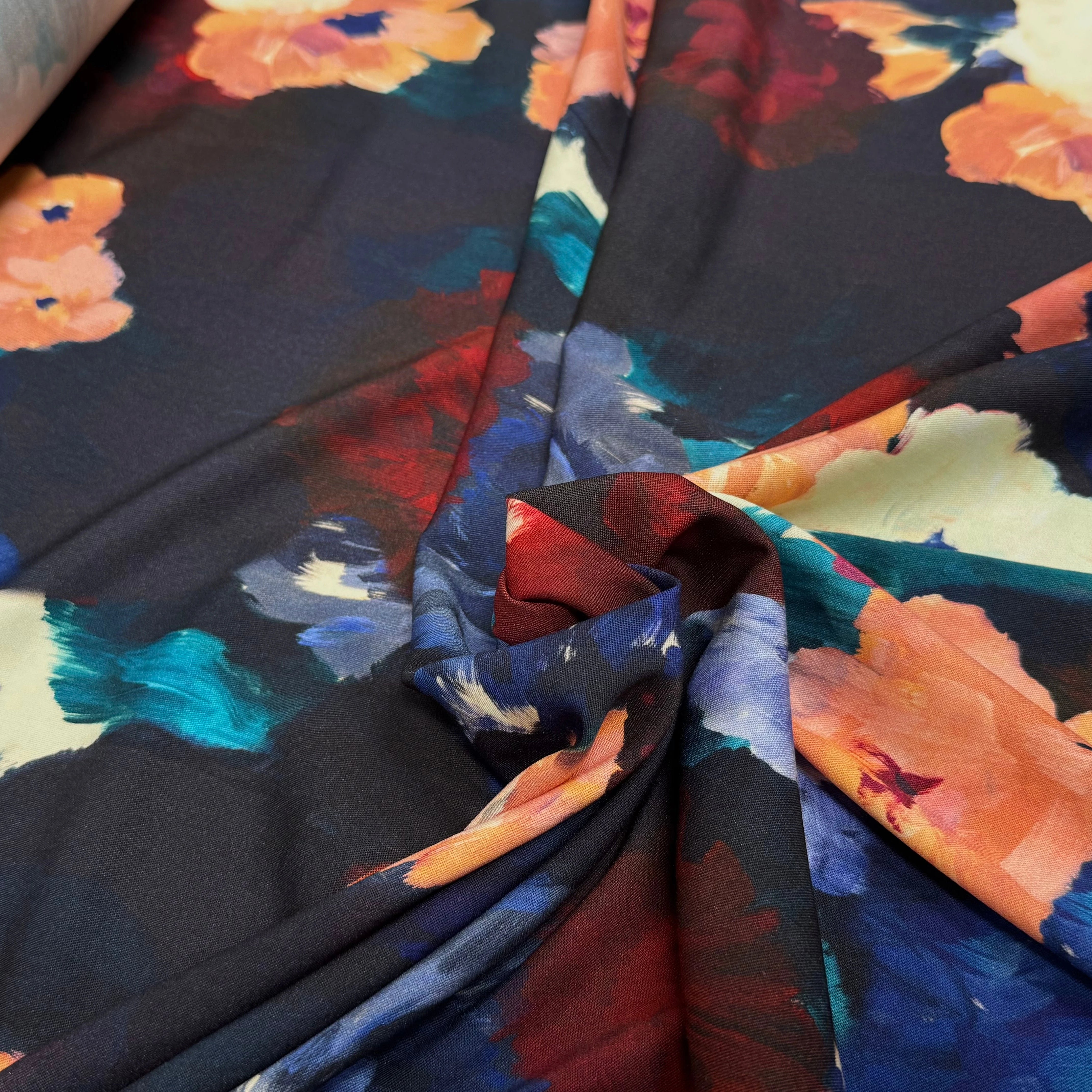VISCOSE ÉLASTHANNE IMPRIMÉ FLEURS D'HIVER PUNGI TOPO FLEURSDHIVER - My Little Coupon