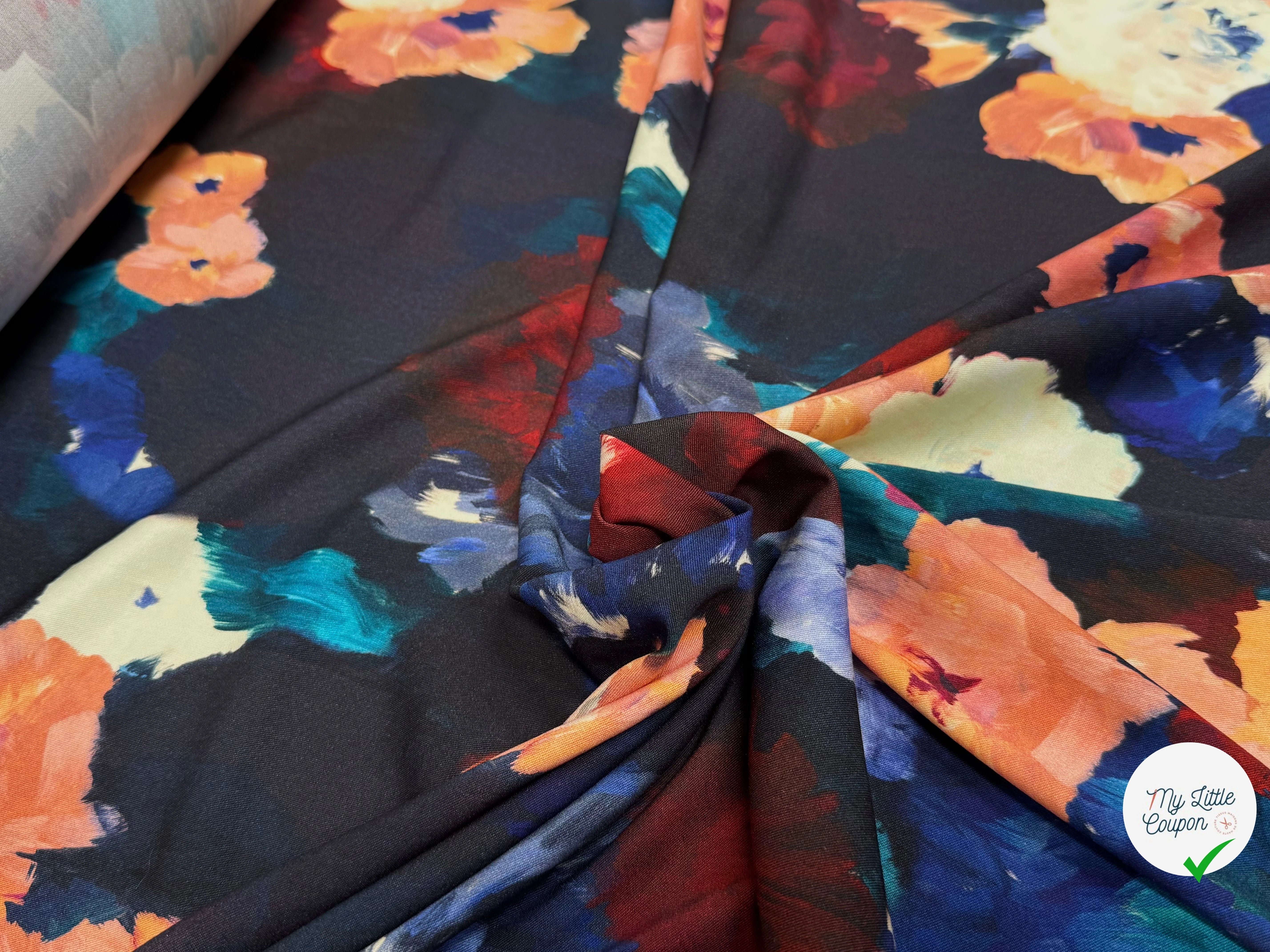 VISCOSE ÉLASTHANNE IMPRIMÉ FLEURS D'HIVER PUNGI TOPO FLEURSDHIVER - My Little Coupon