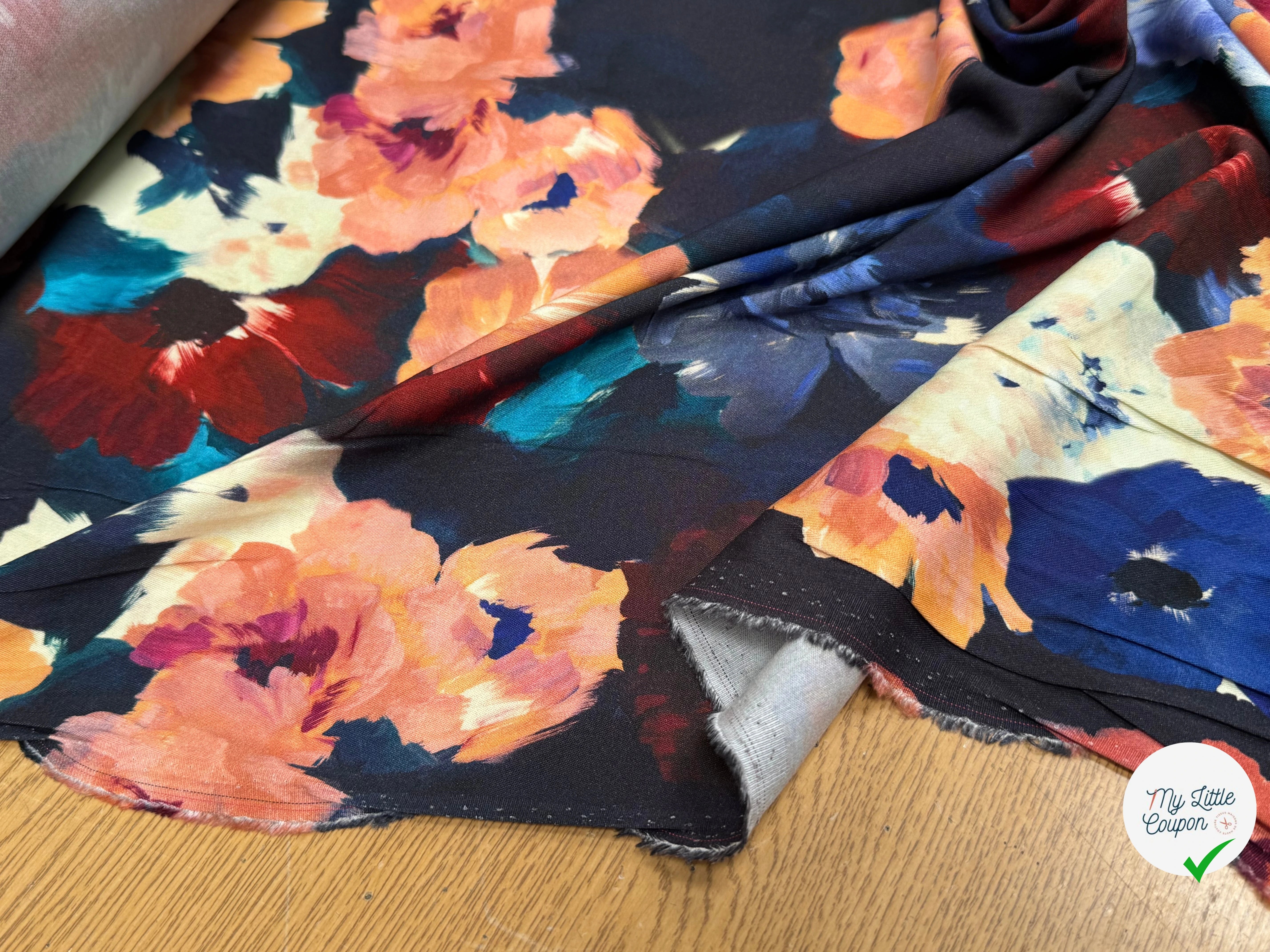 VISCOSE ÉLASTHANNE IMPRIMÉ FLEURS D'HIVER PUNGI TOPO FLEURSDHIVER - My Little Coupon