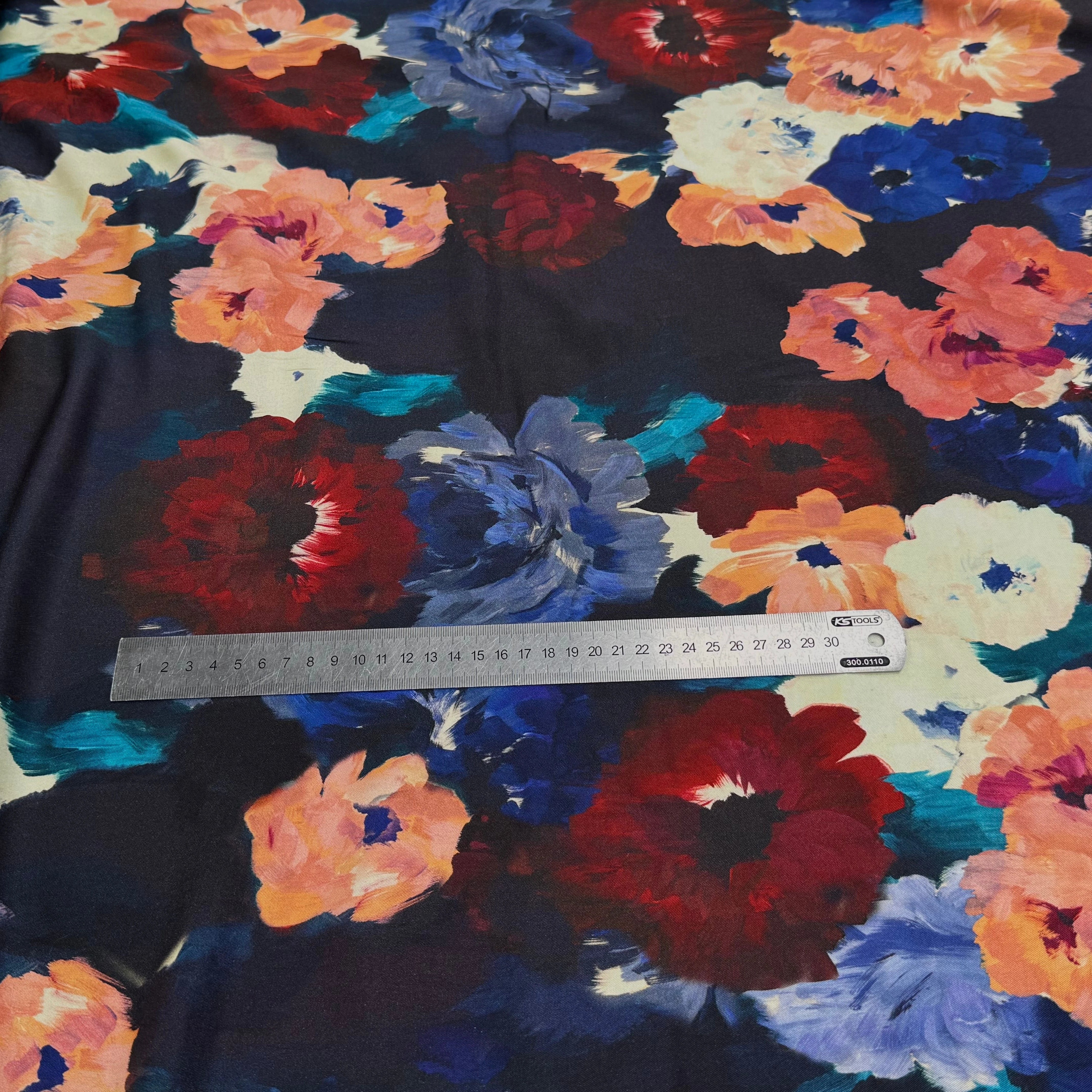 VISCOSE ÉLASTHANNE IMPRIMÉ FLEURS D'HIVER PUNGI TOPO FLEURSDHIVER - My Little Coupon
