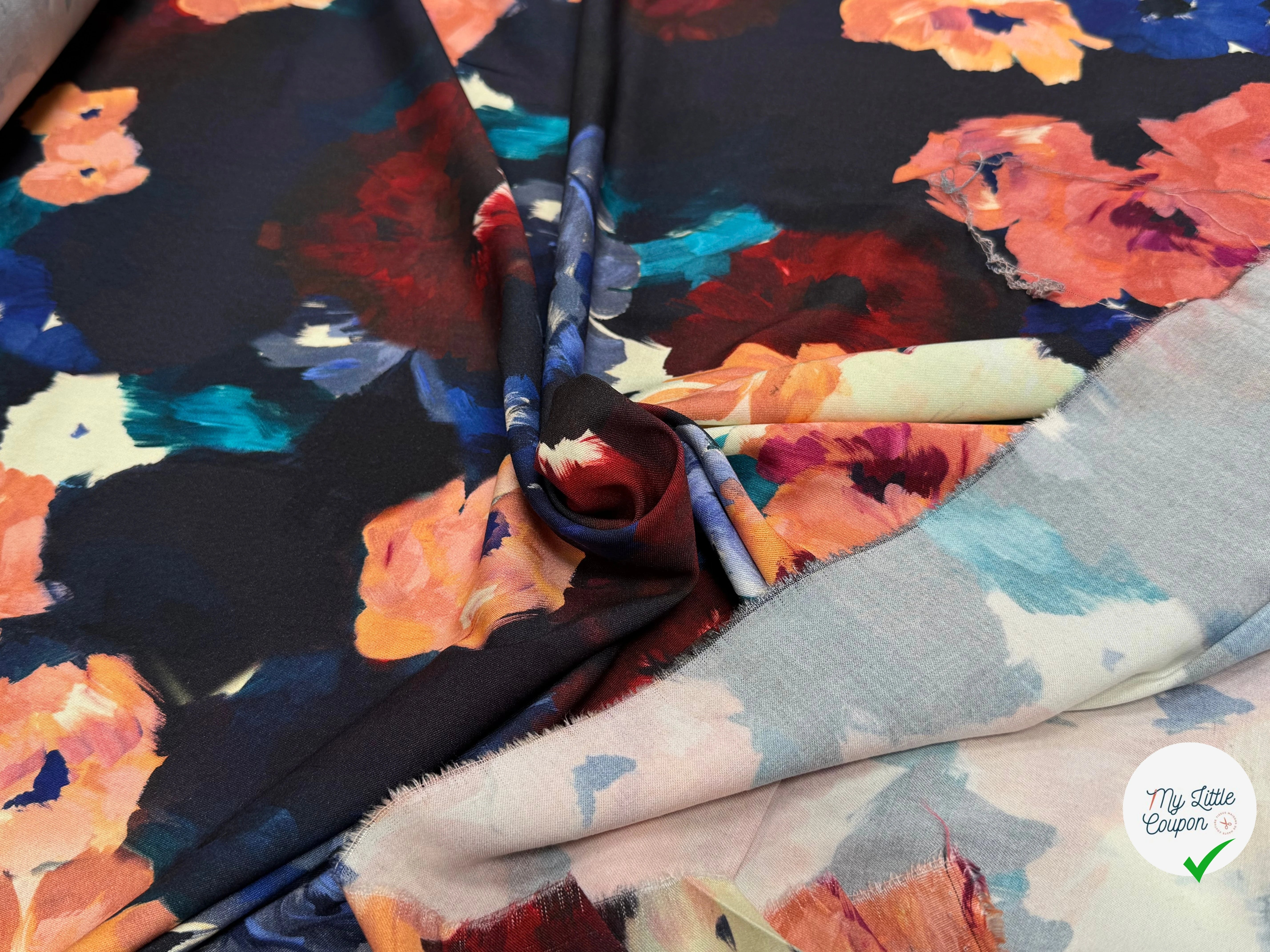 VISCOSE ÉLASTHANNE IMPRIMÉ FLEURS D'HIVER PUNGI TOPO FLEURSDHIVER - My Little Coupon