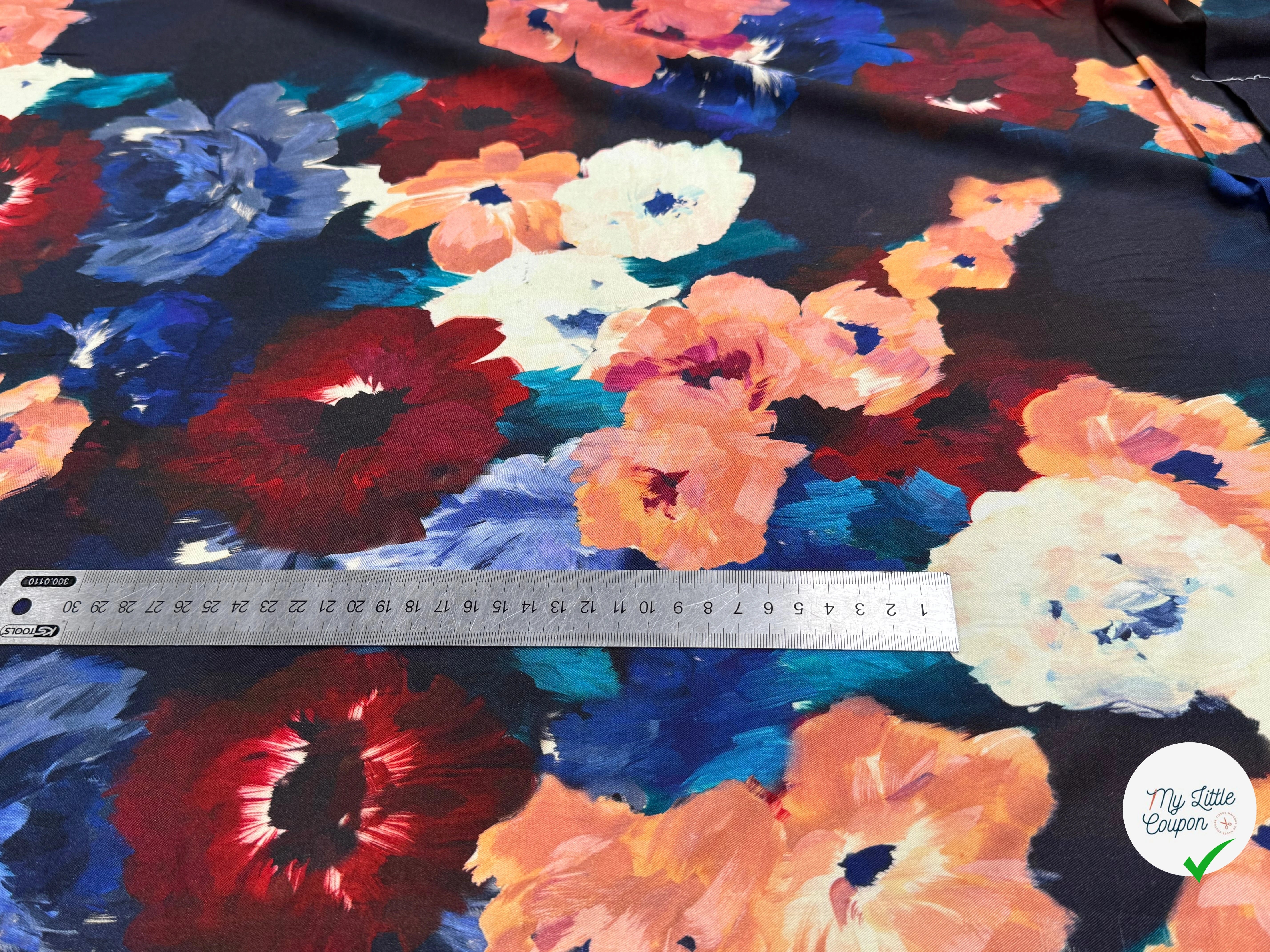 VISCOSE ÉLASTHANNE IMPRIMÉ FLEURS D'HIVER PUNGI TOPO FLEURSDHIVER - My Little Coupon