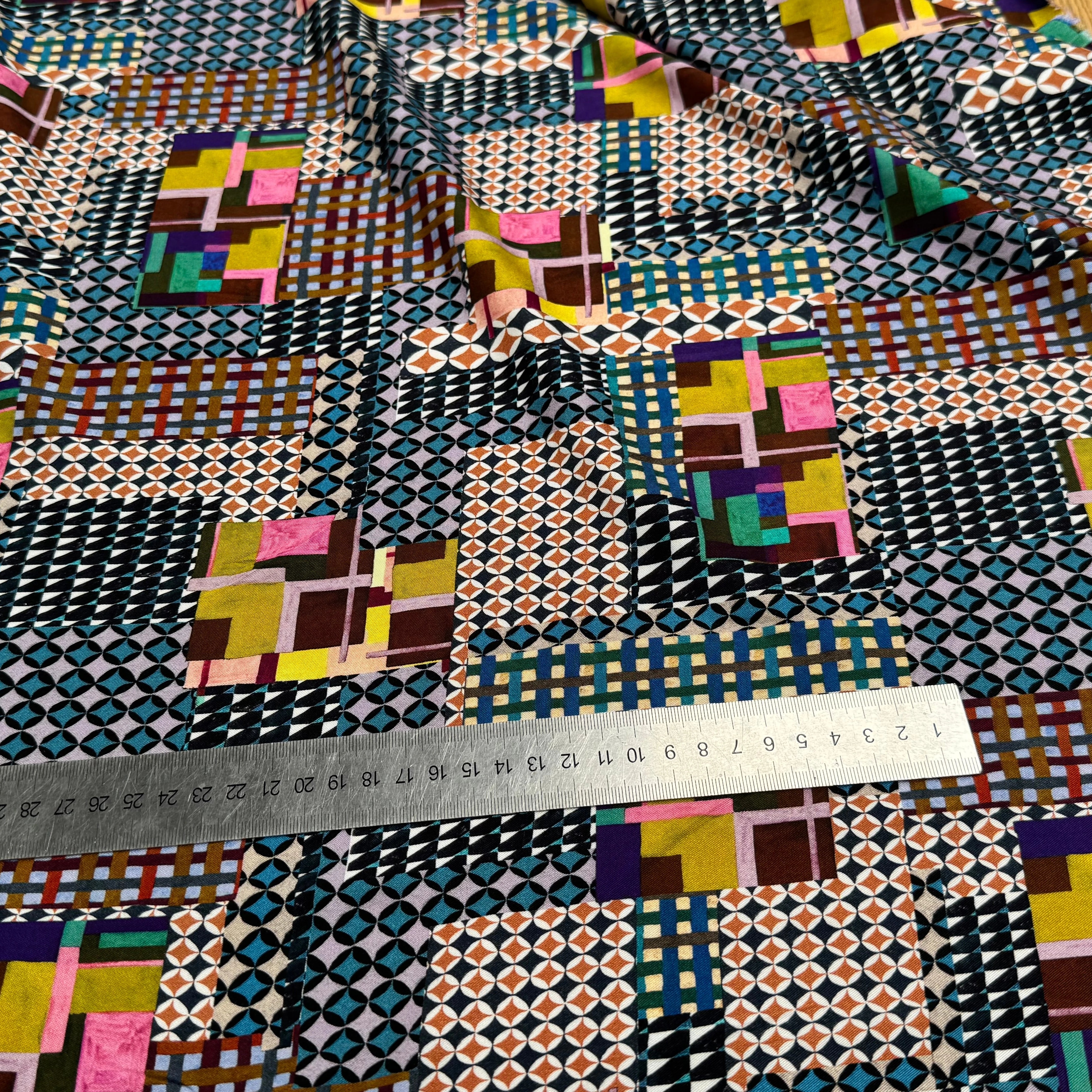 VISCOSE ÉLASTHANNE IMPRIMÉ MOSAÏQUE PUNGI TOPO MOSAIQUE - My Little Coupon