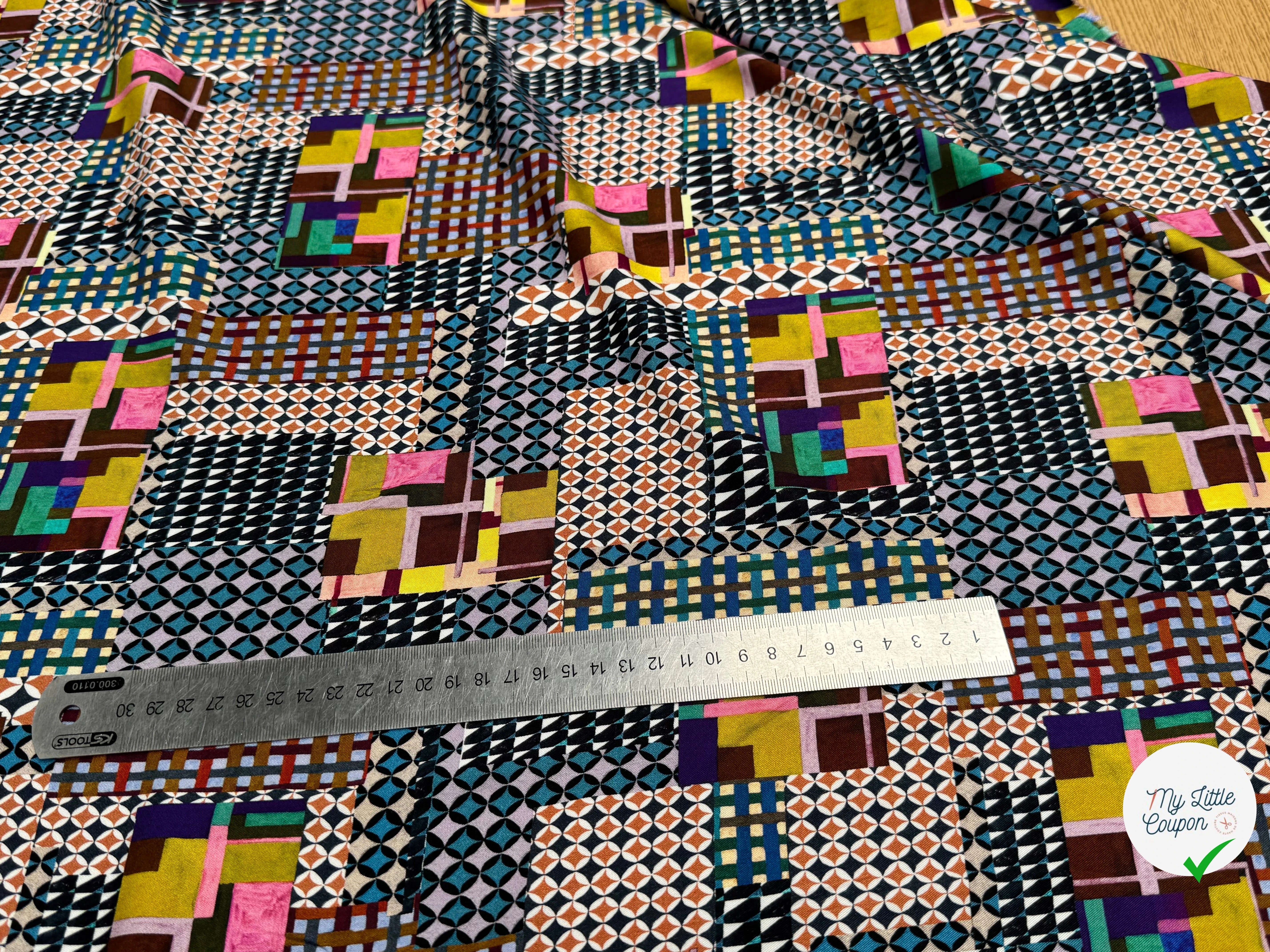VISCOSE ÉLASTHANNE IMPRIMÉ MOSAÏQUE PUNGI TOPO MOSAIQUE - My Little Coupon