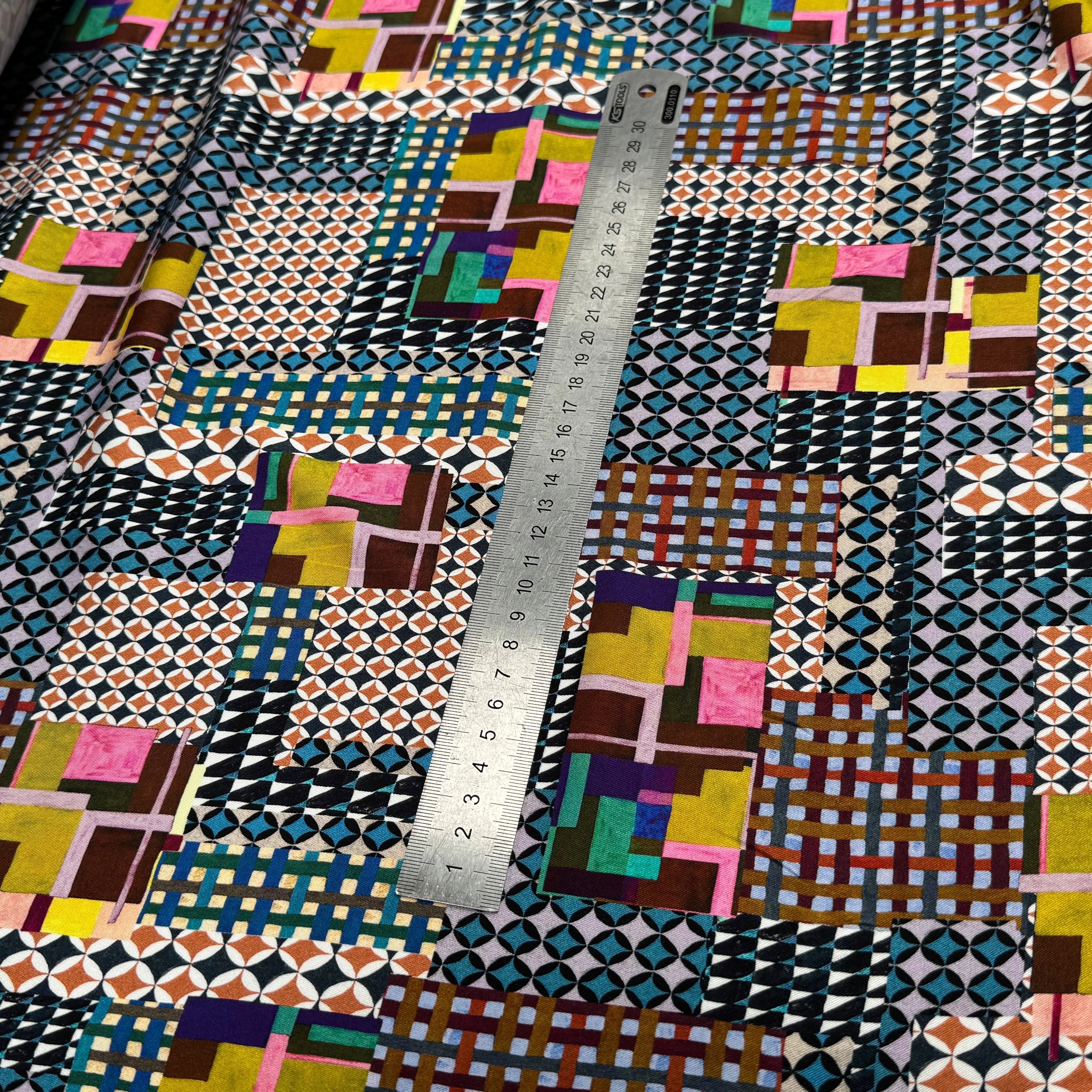 VISCOSE ÉLASTHANNE IMPRIMÉ MOSAÏQUE PUNGI TOPO MOSAIQUE - My Little Coupon