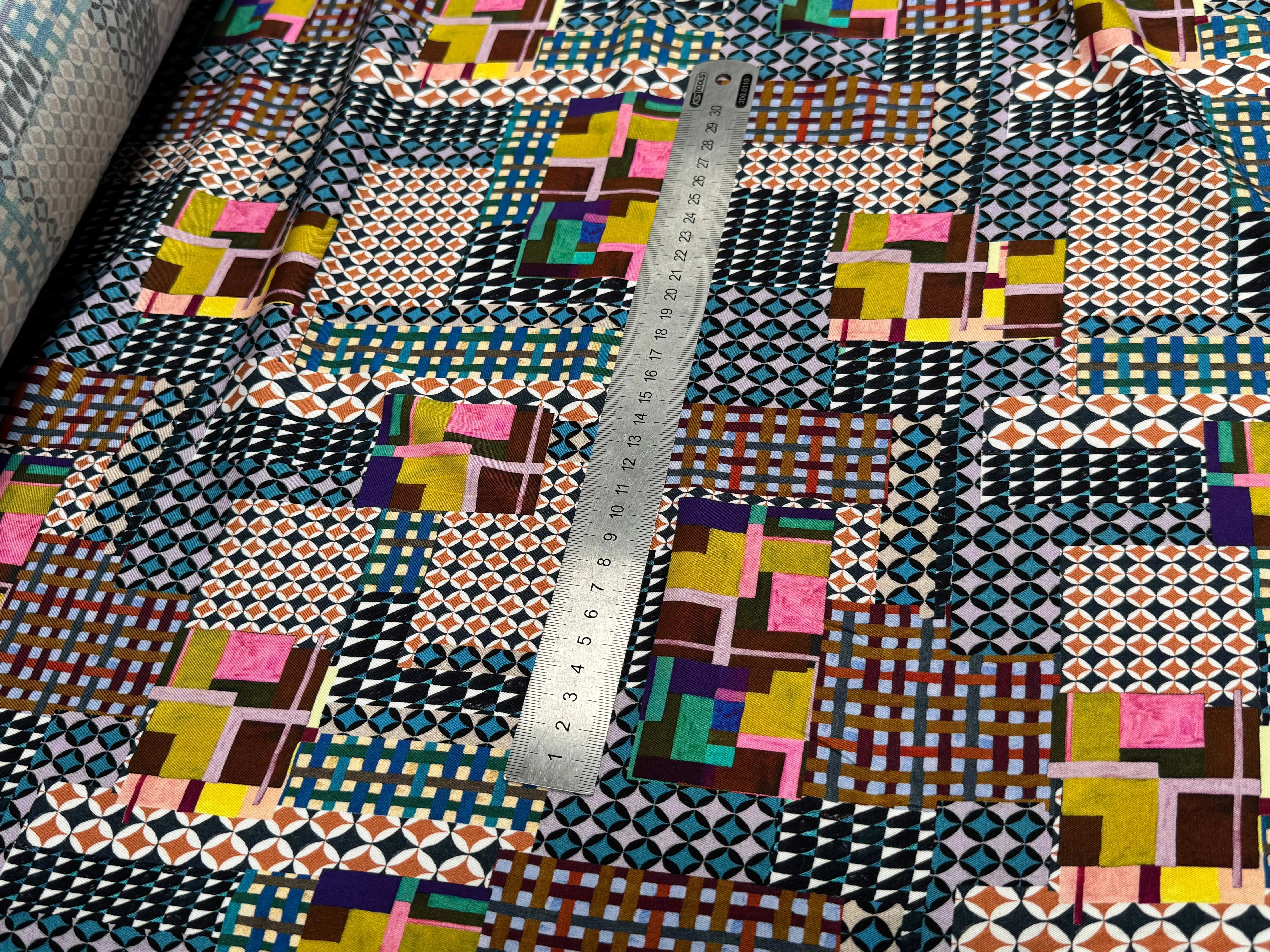 VISCOSE ÉLASTHANNE IMPRIMÉ MOSAÏQUE PUNGI TOPO MOSAIQUE - My Little Coupon