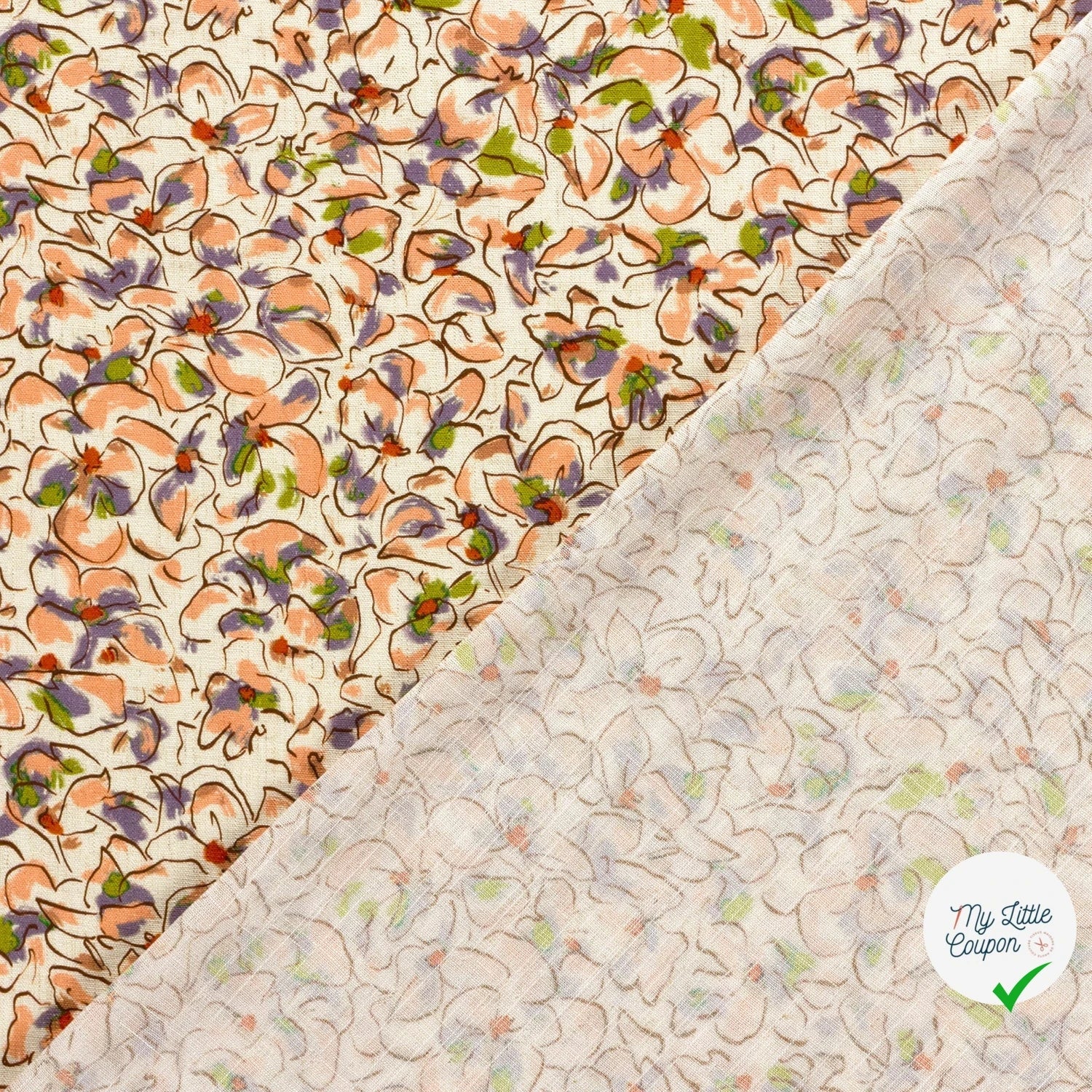 VISCOSE ET LIN FLEURS SAUMON - My Little Coupon