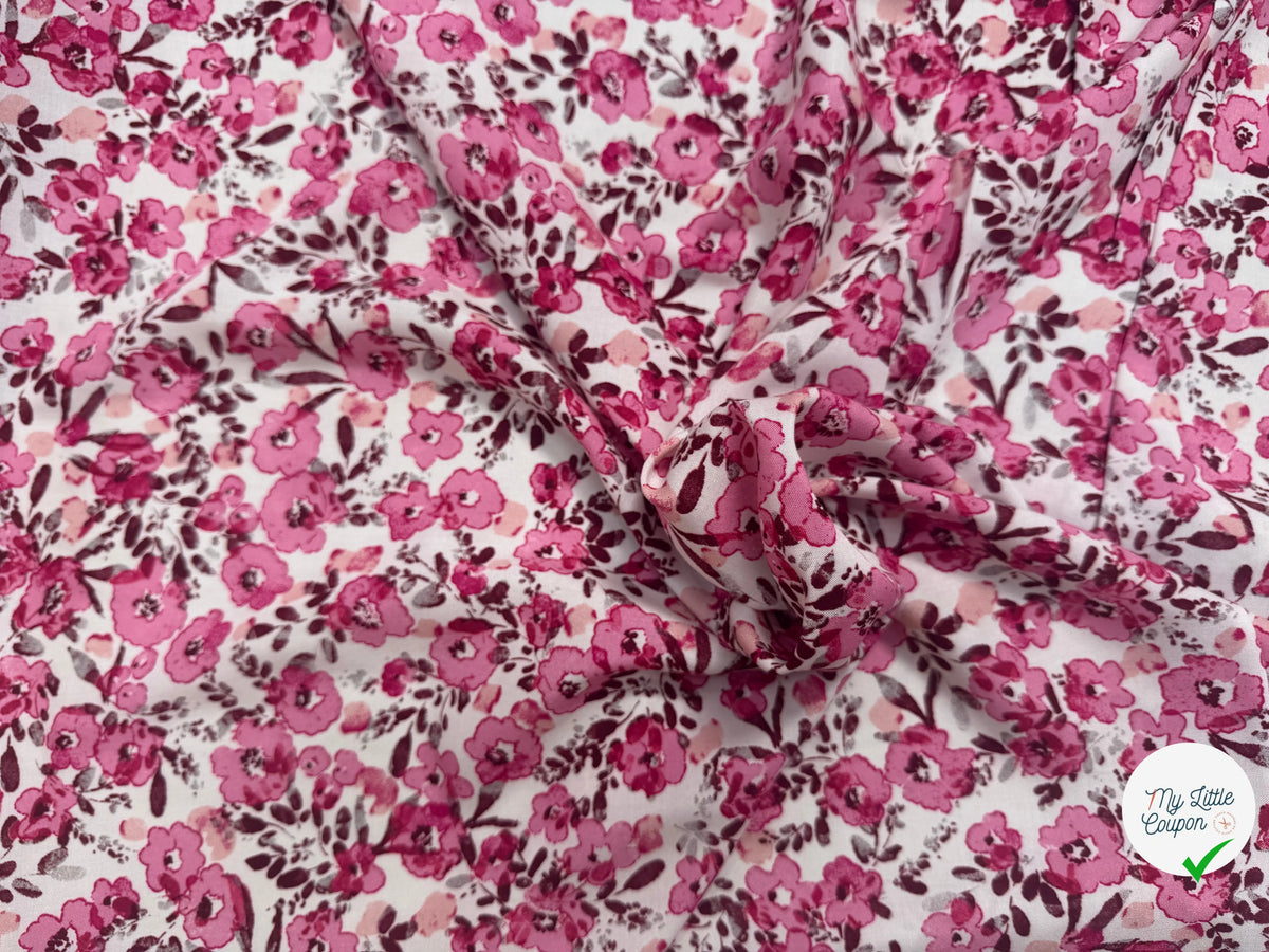 VISCOSE FLEURETTES ROSE 140 CM - My Little Coupon