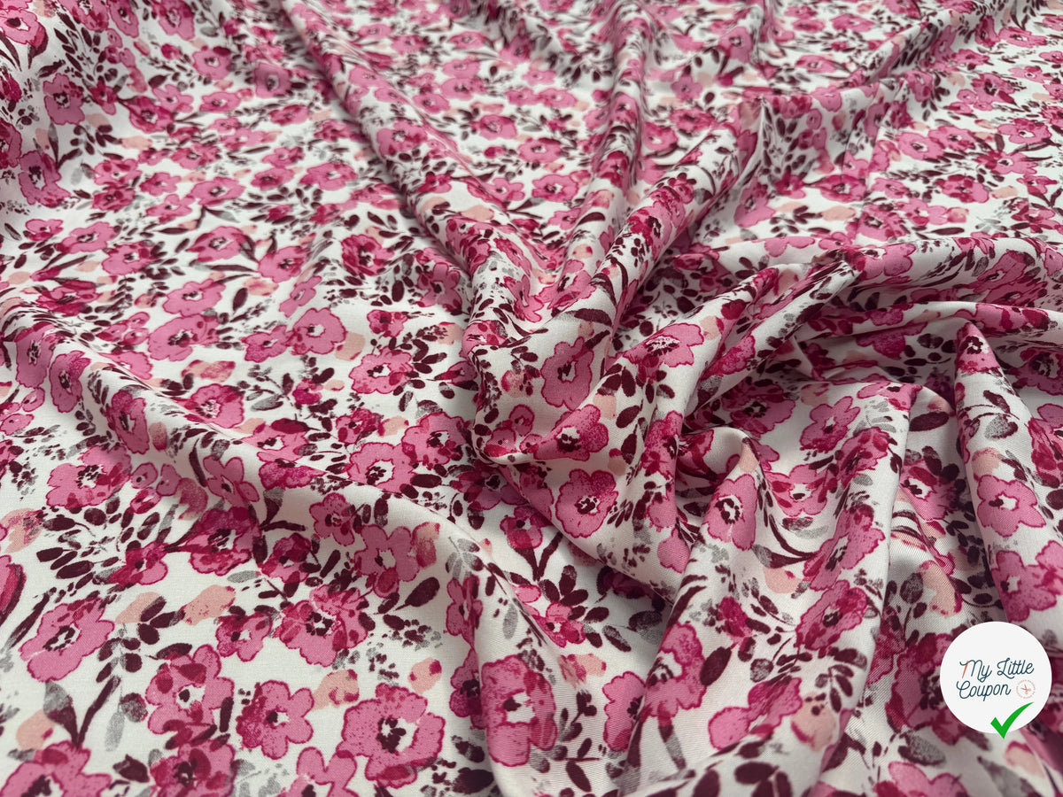 VISCOSE FLEURETTES ROSE 140 CM - My Little Coupon