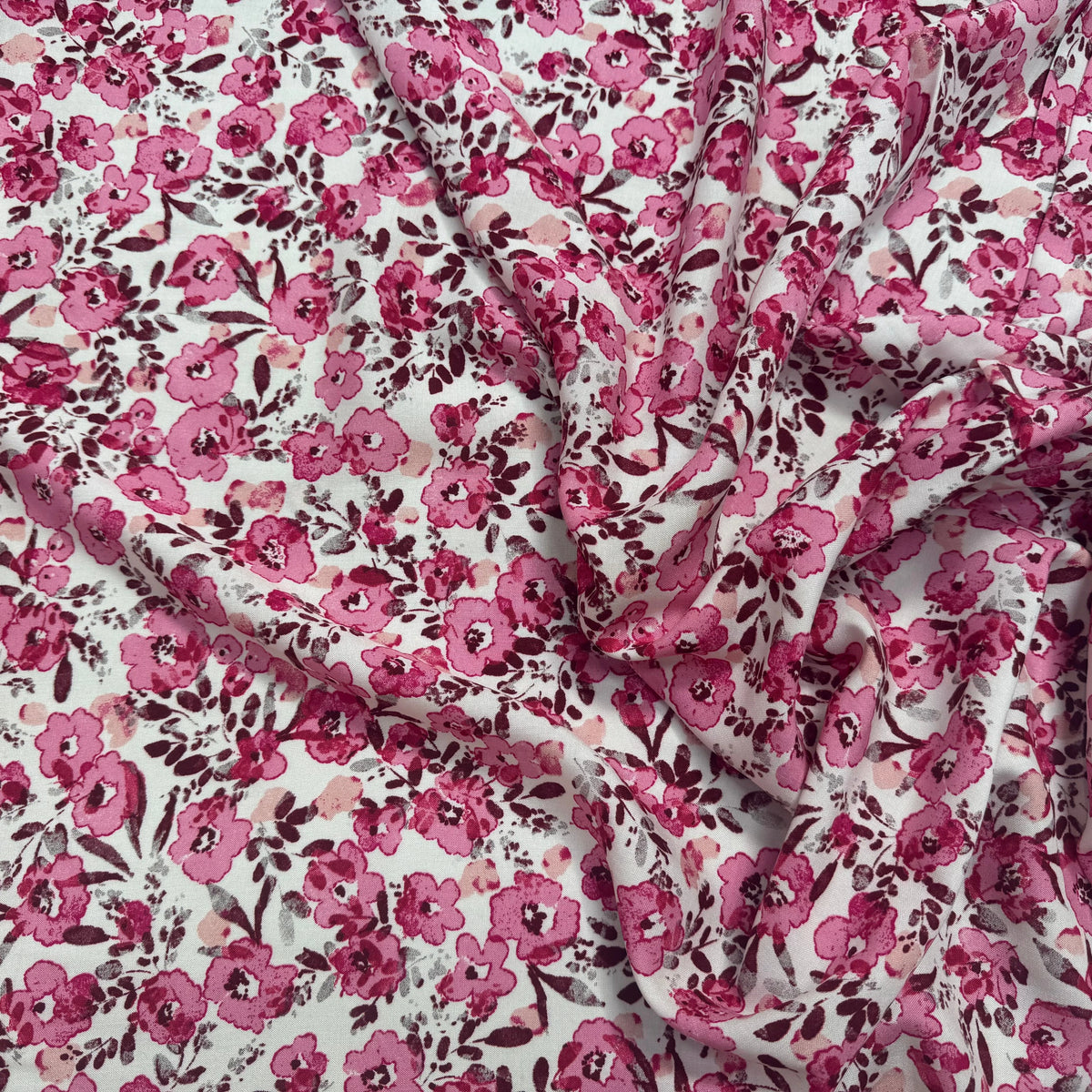 VISCOSE FLEURETTES ROSE 140 CM - My Little Coupon