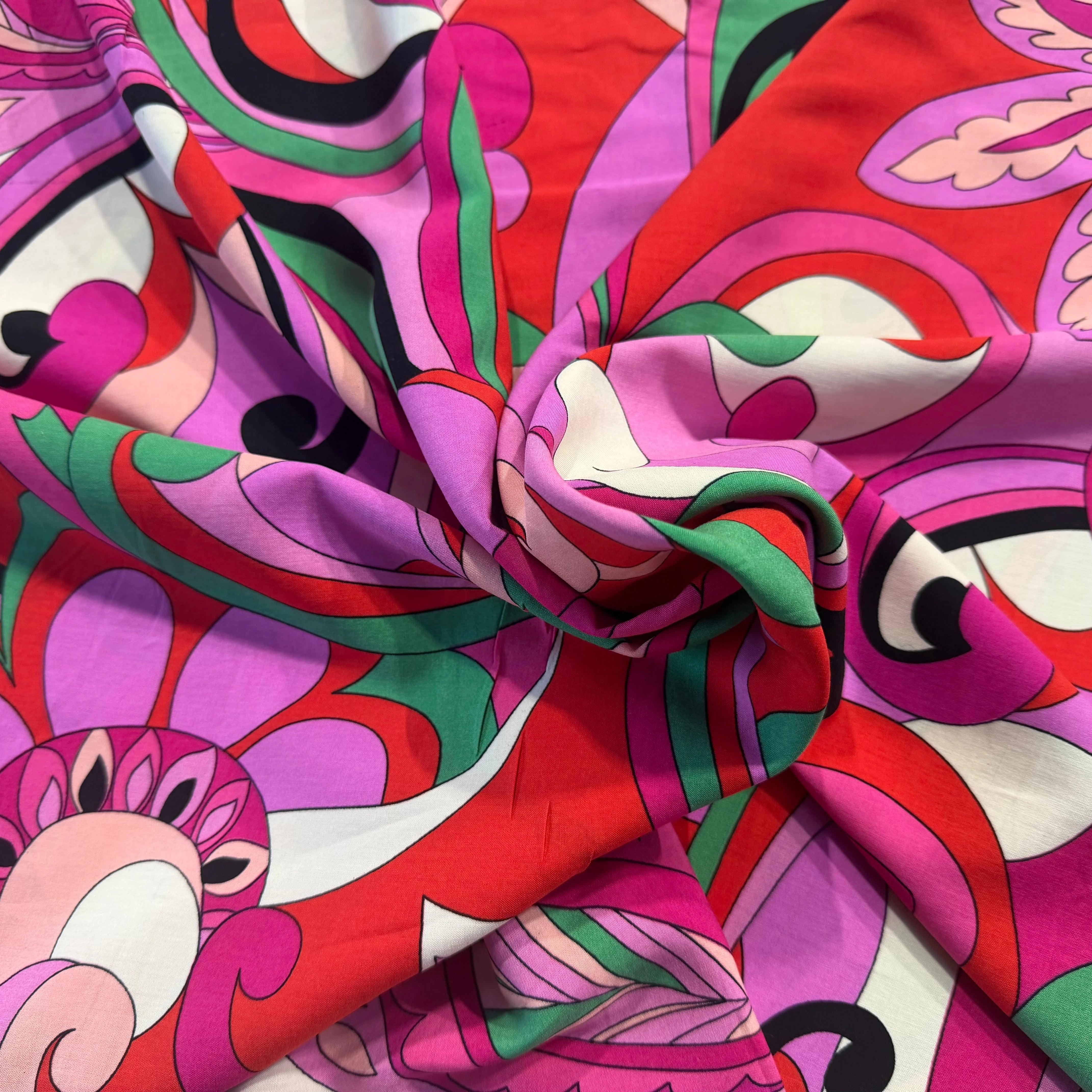 VISCOSE FLEURS RÉTRO VERT - My Little Coupon