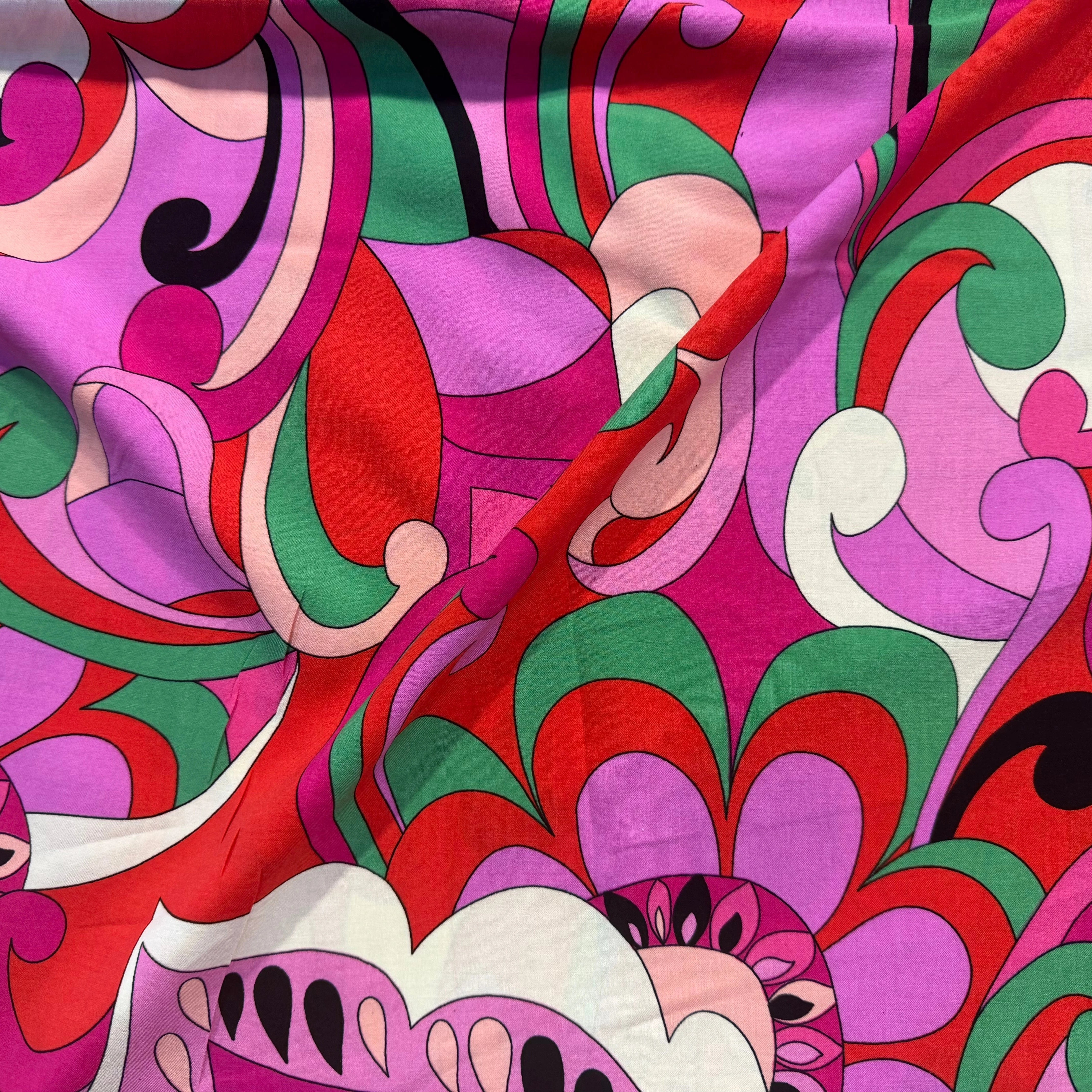 VISCOSE FLEURS RÉTRO VERT - My Little Coupon