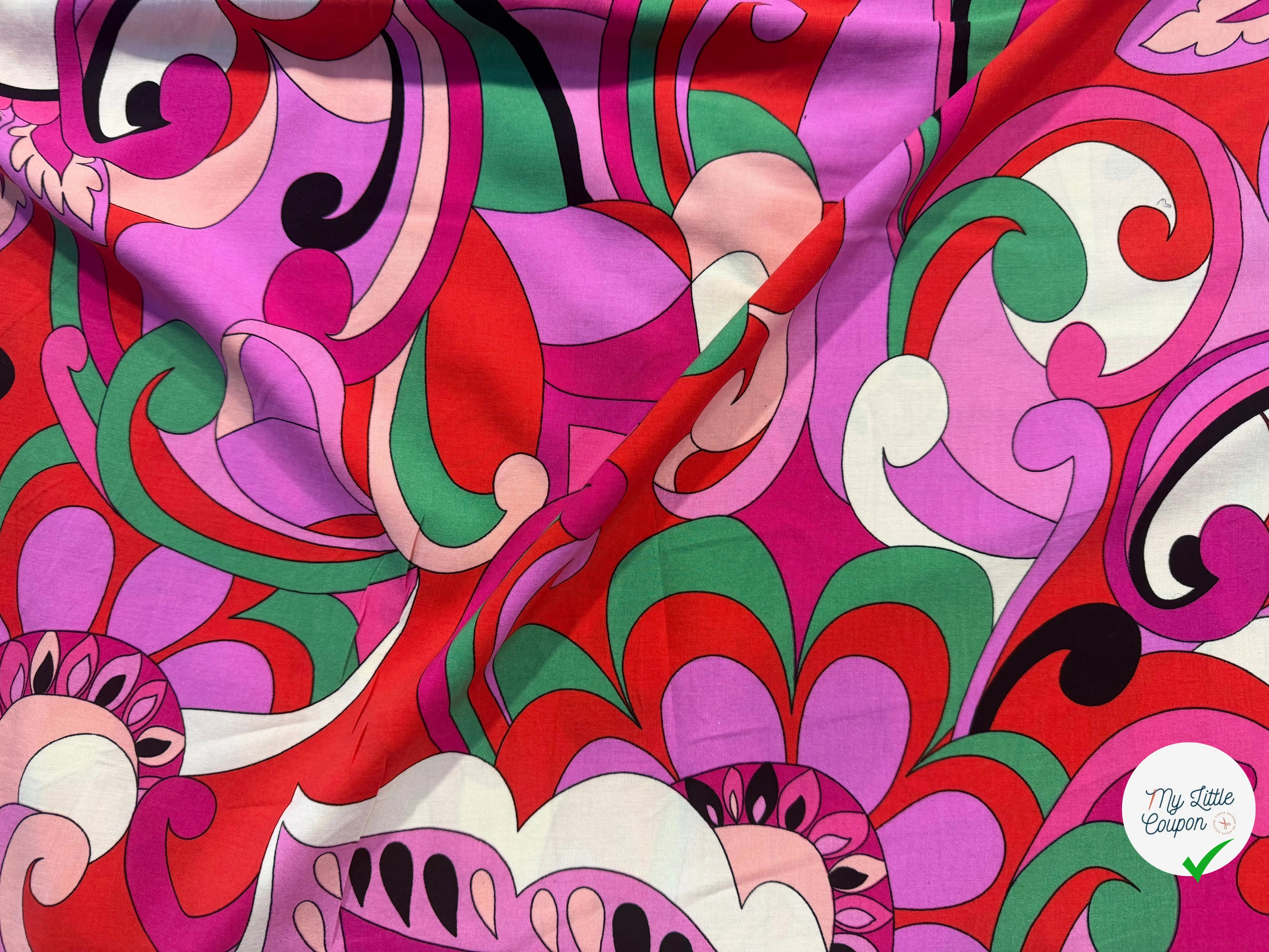 VISCOSE FLEURS RÉTRO VERT - My Little Coupon