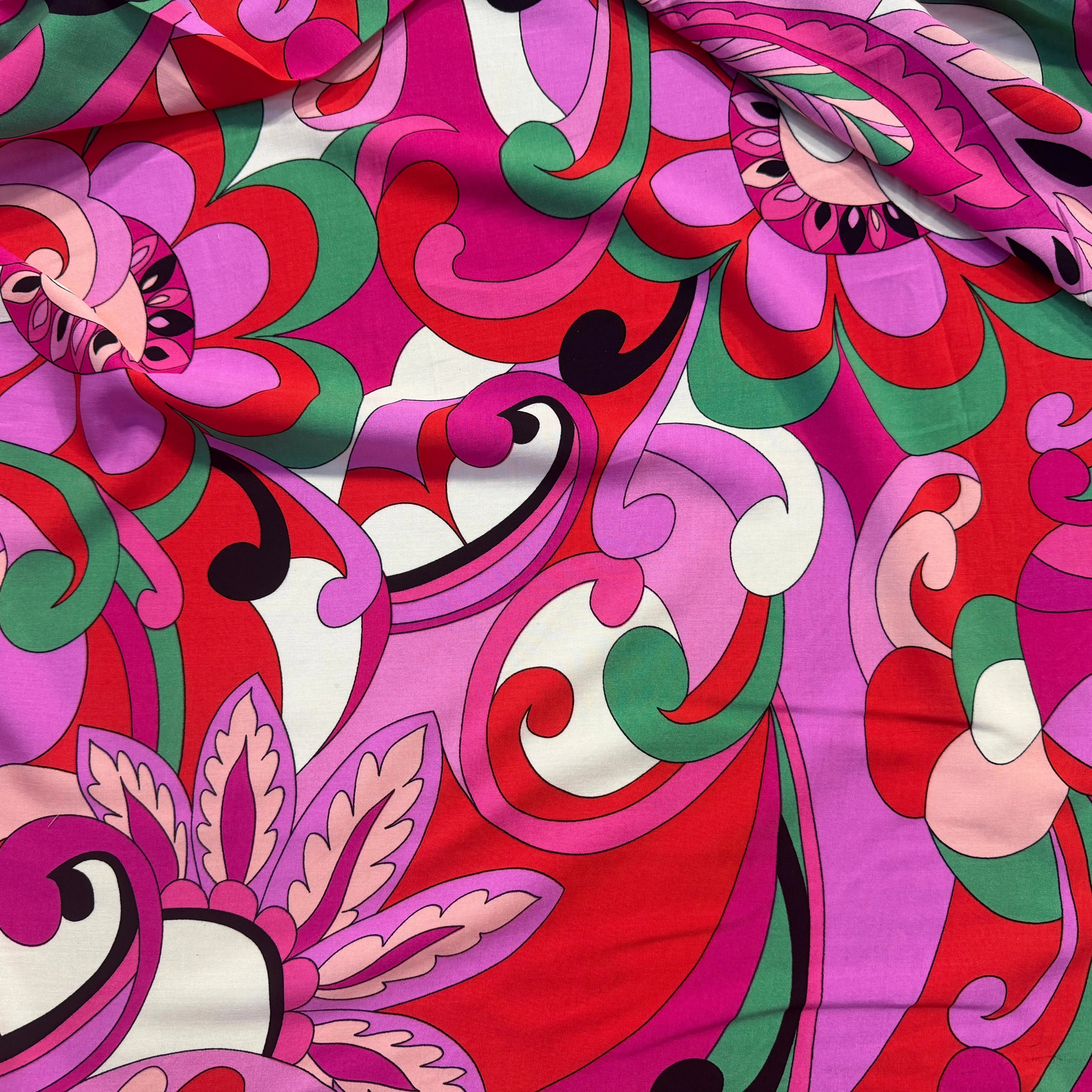 VISCOSE FLEURS RÉTRO VERT - My Little Coupon