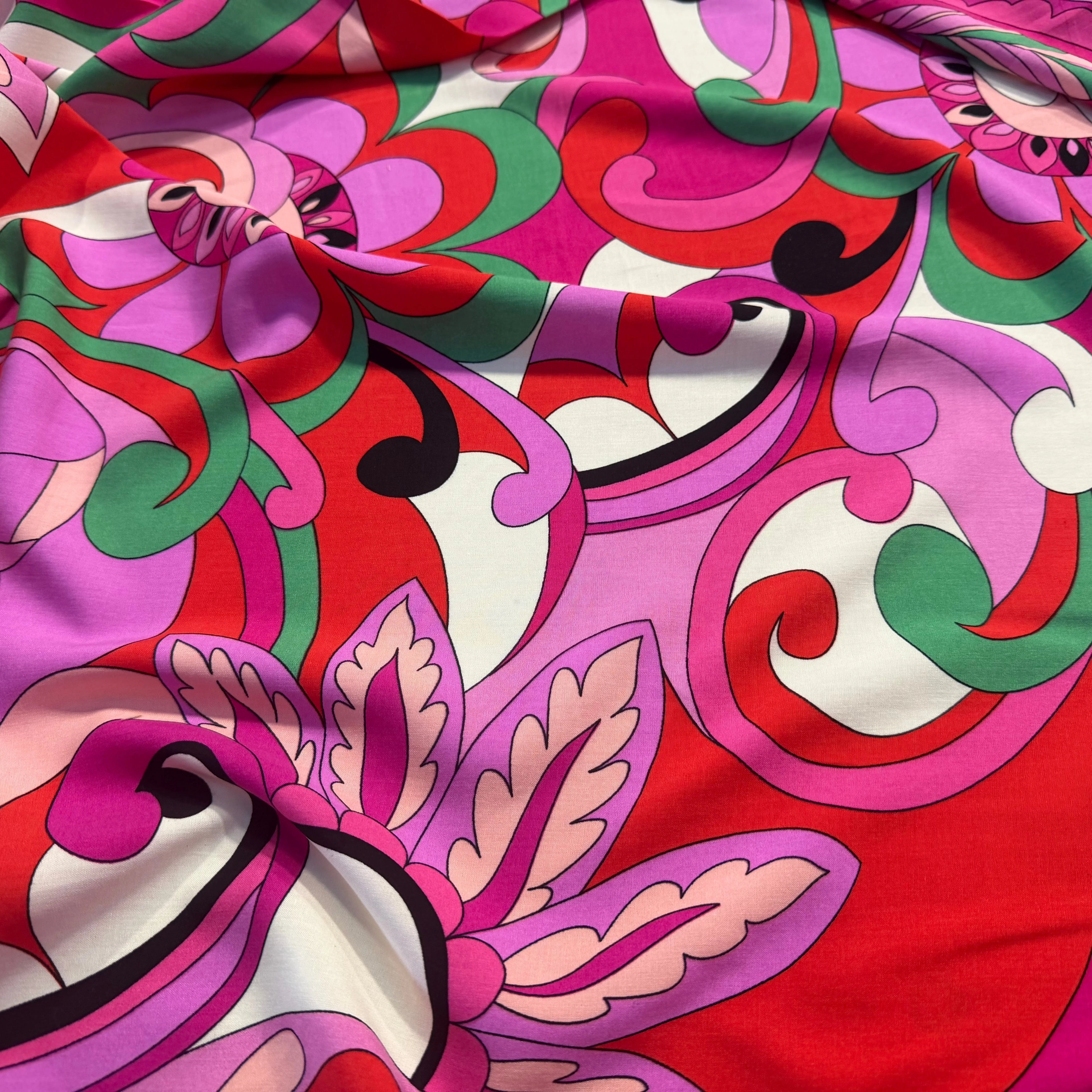 VISCOSE FLEURS RÉTRO VERT - My Little Coupon