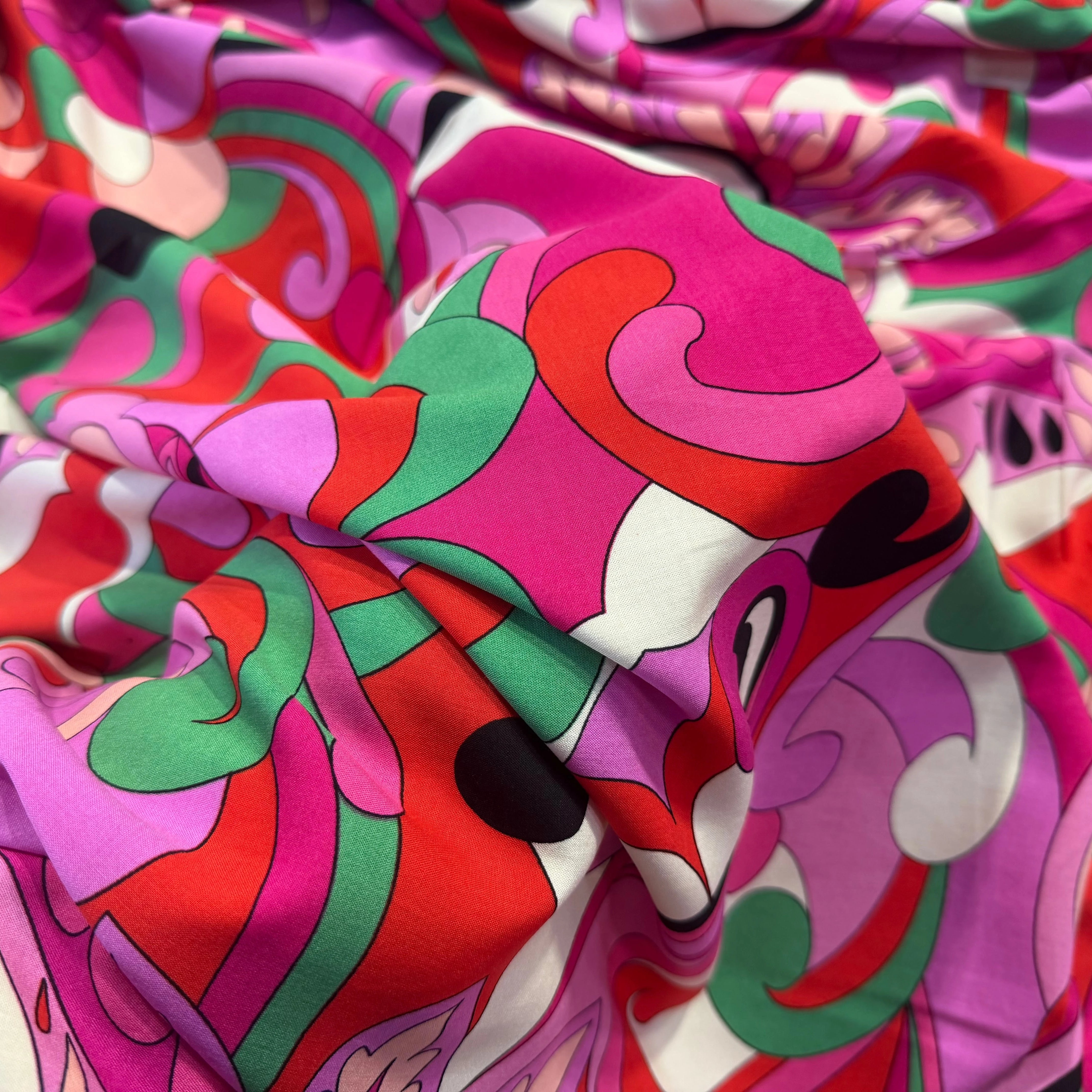 VISCOSE FLEURS RÉTRO VERT - My Little Coupon