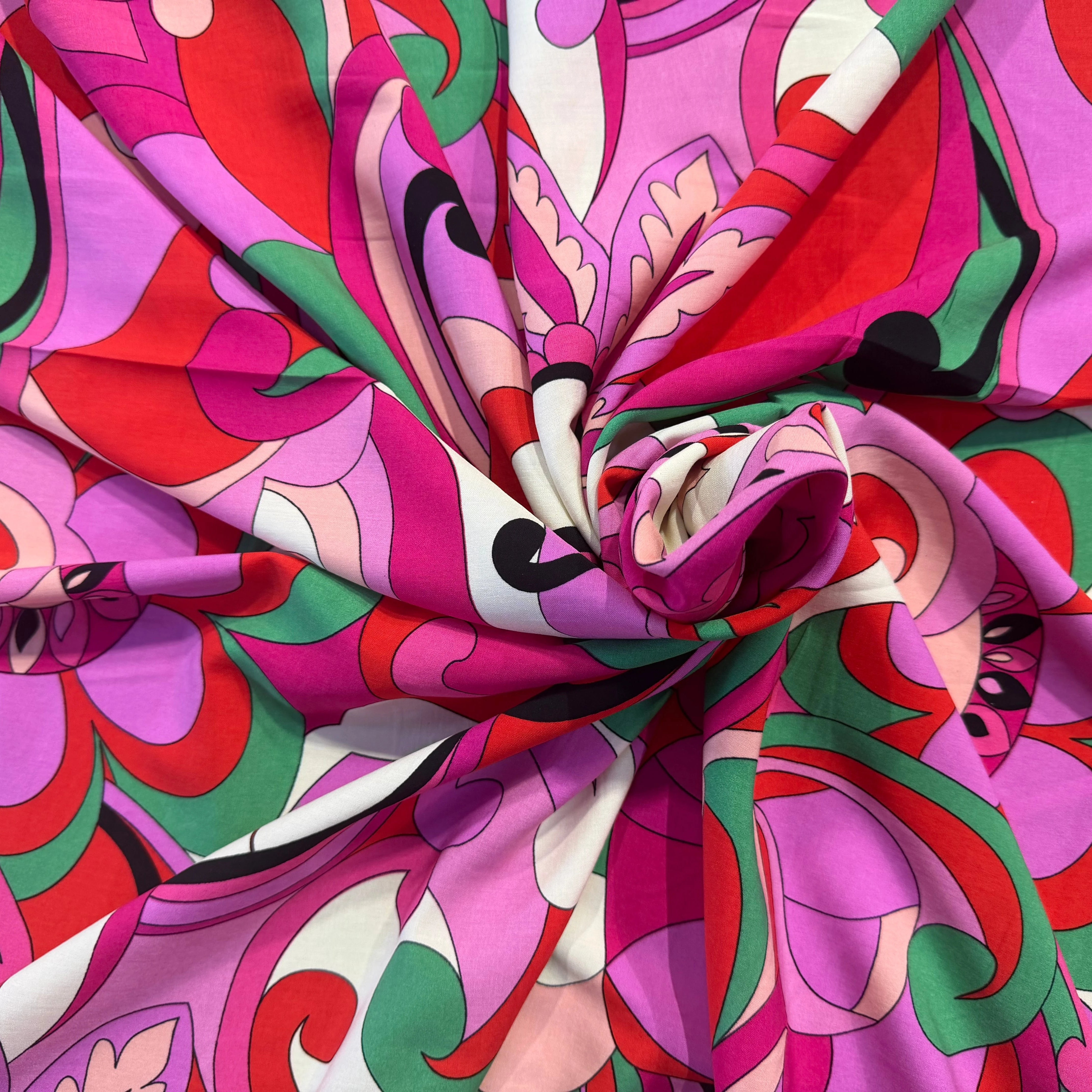 VISCOSE FLEURS RÉTRO VERT - My Little Coupon