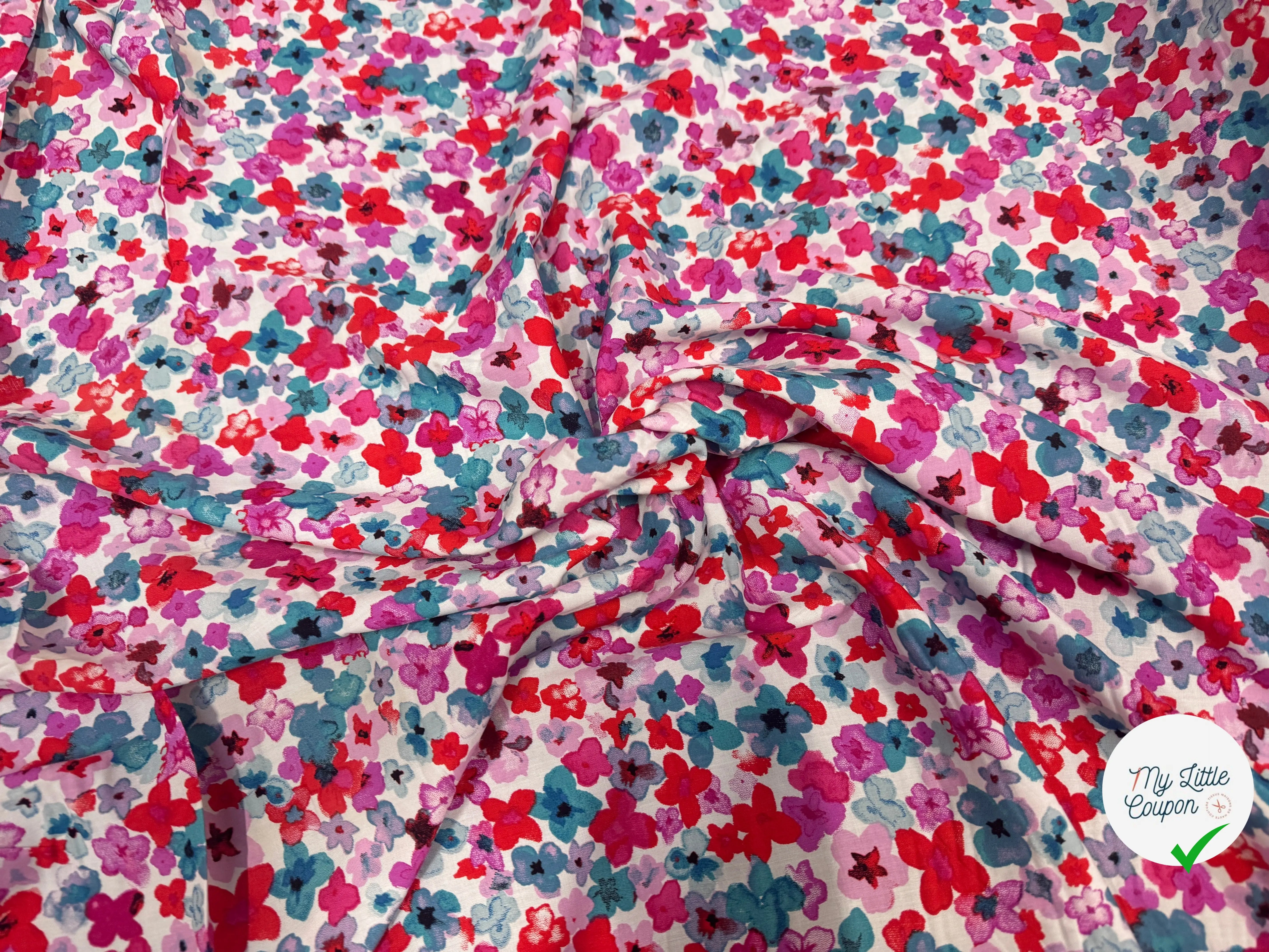 VISCOSE FLEURS ROSE & BLEU - My Little Coupon