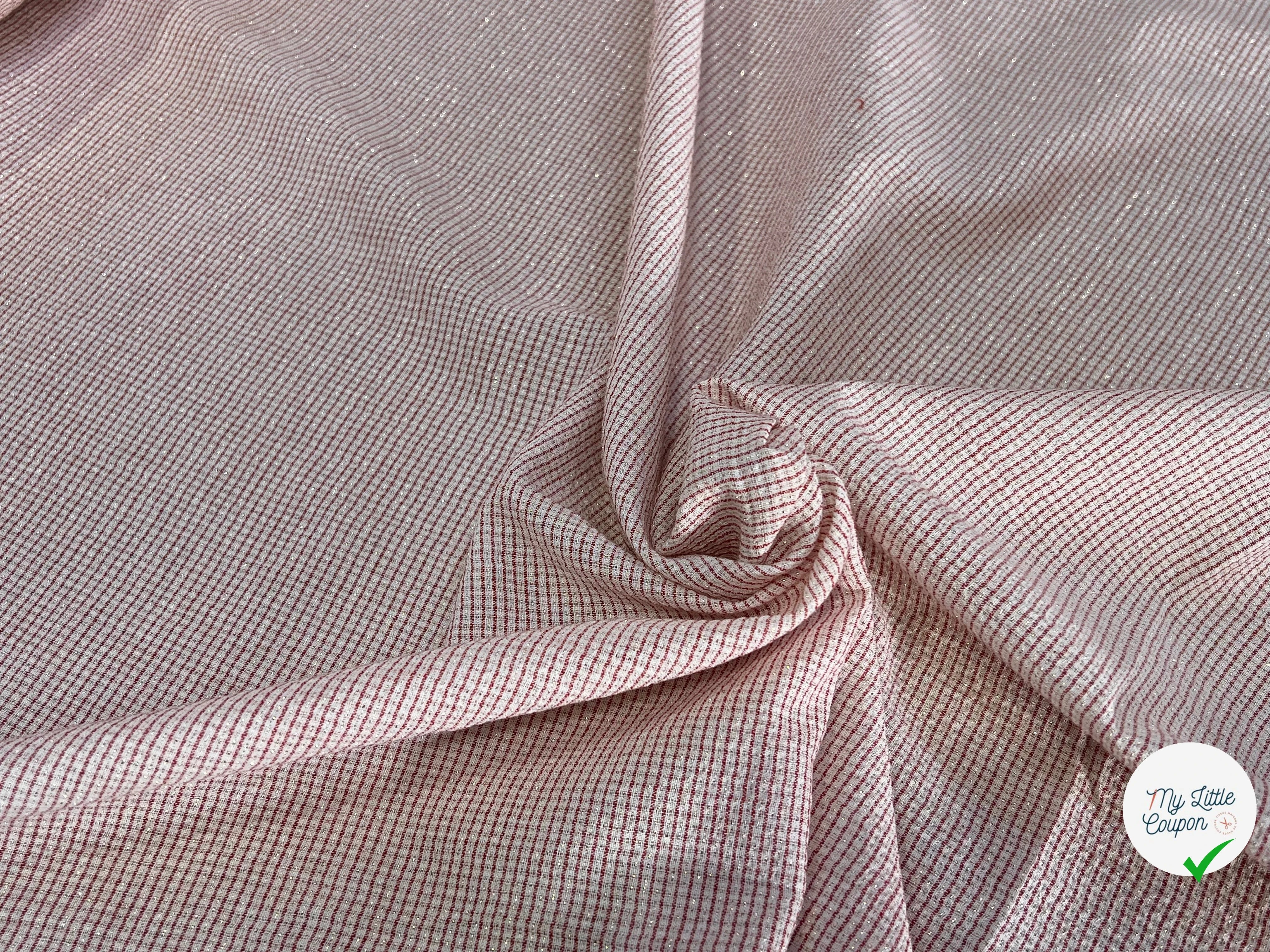 VISCOSE FLUIDE ÉCRU RAYURES FINES ROUGE - My Little Coupon