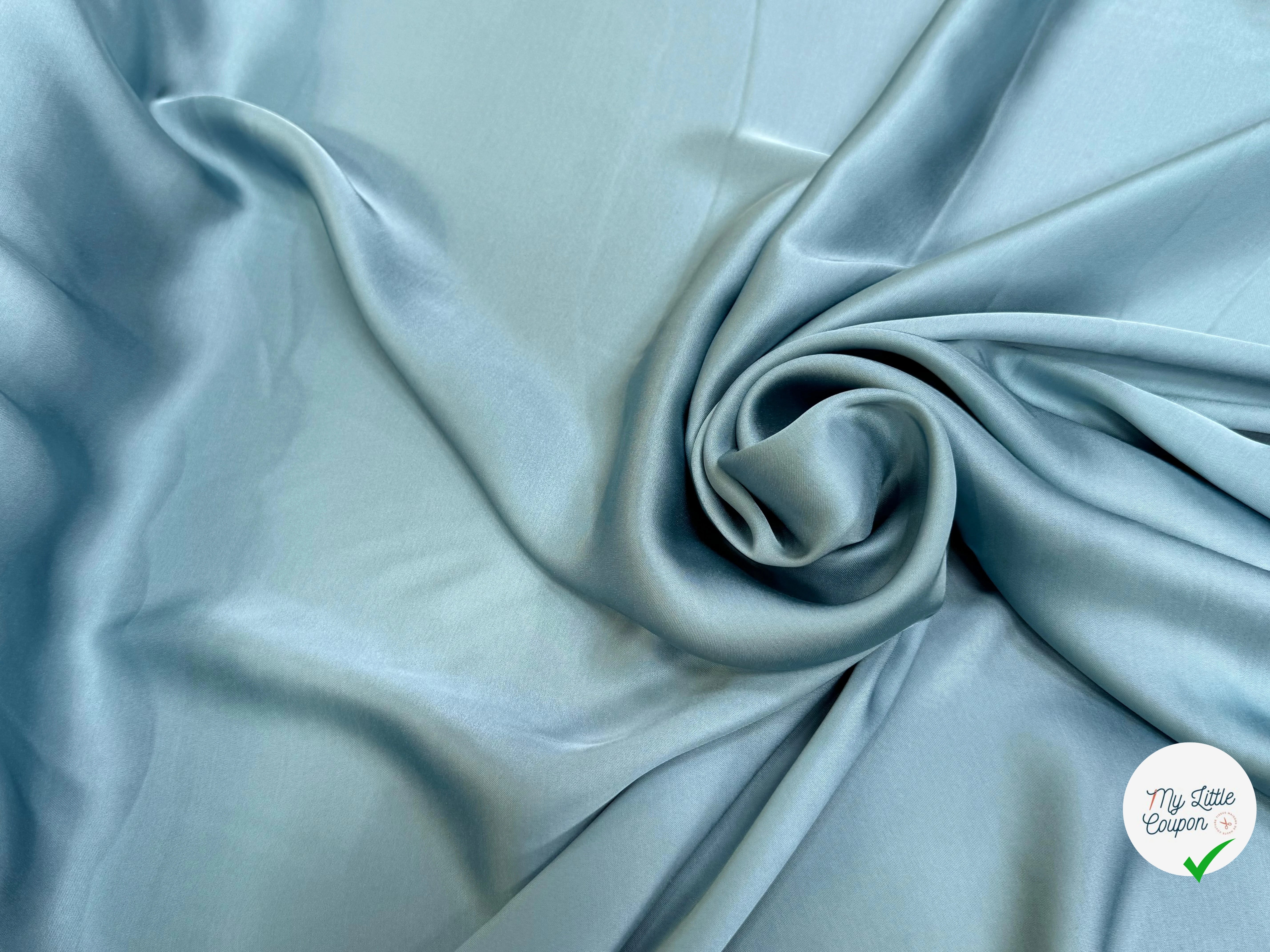 VISCOSE FLUIDE ENVERS SATIN BLEU GRIS - My Little Coupon