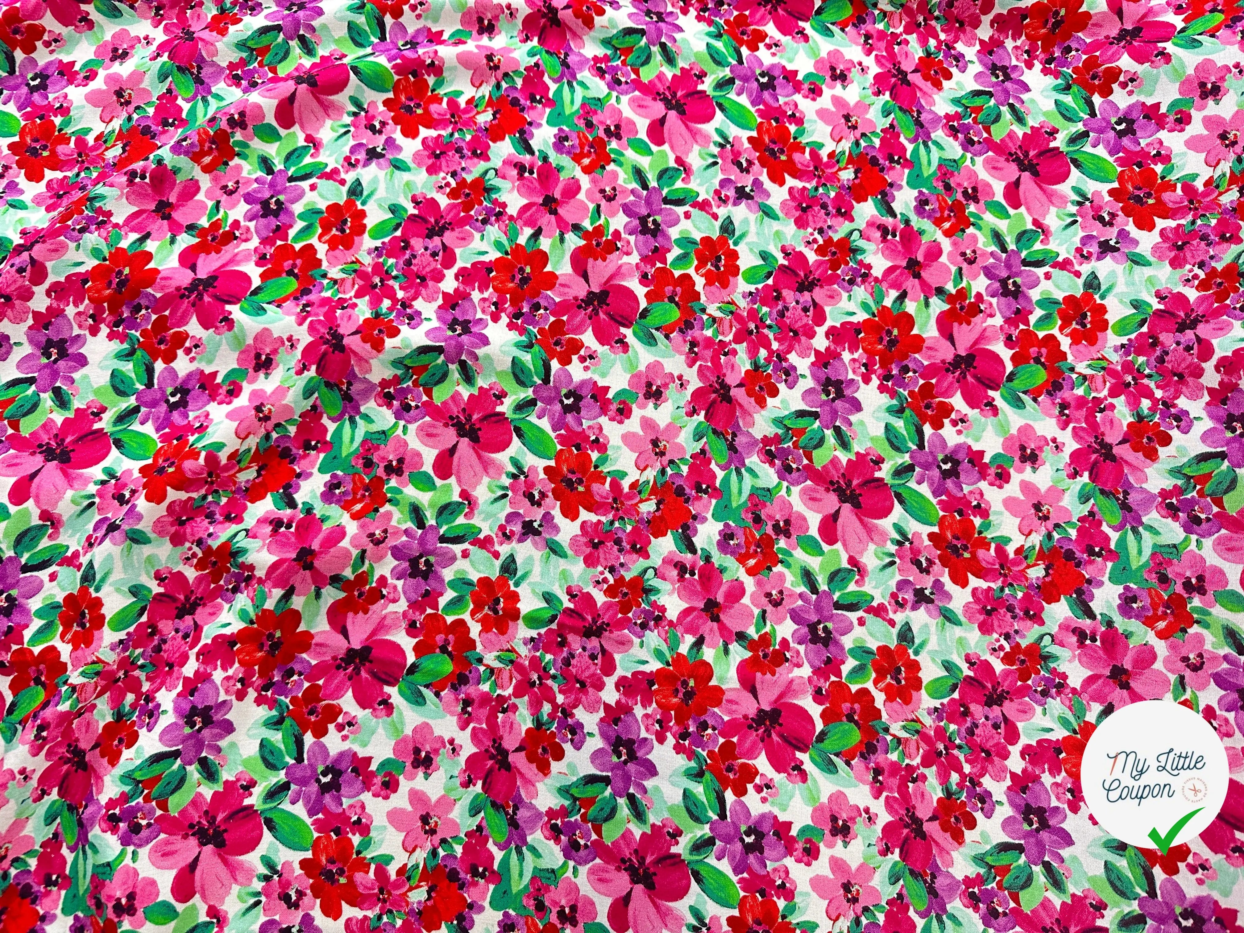 VISCOSE FLUIDE FLEURS DE PRINTEMPS ROSES - My Little Coupon